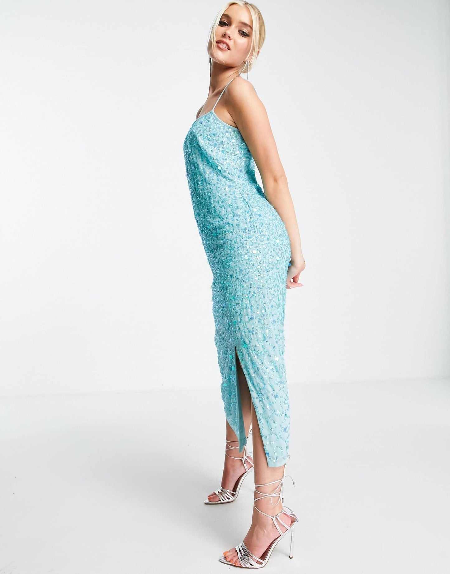 Maya all over embellished cami dress in turquoise - ASOS Sample Sale EU Store