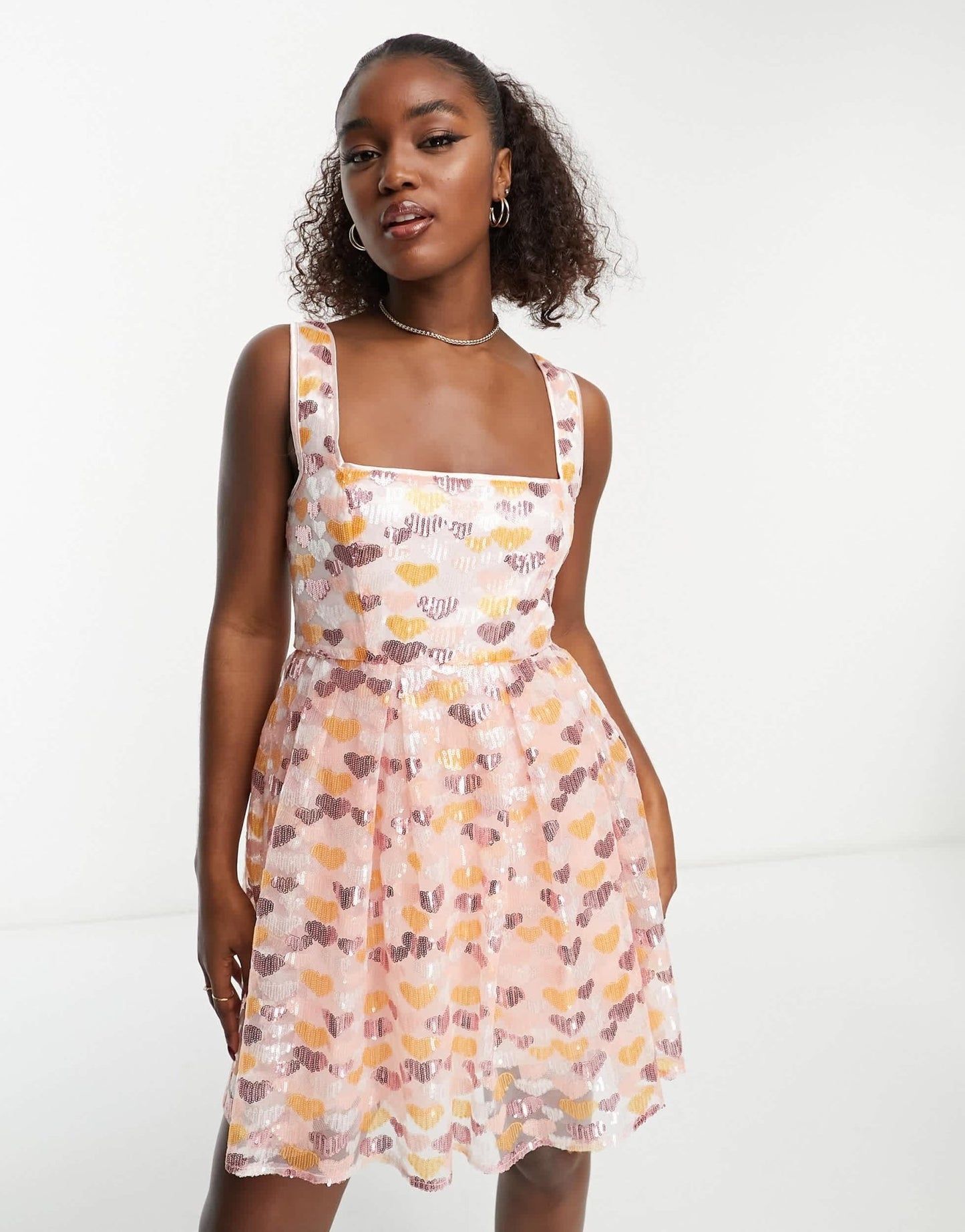 Maya heart sequin mini dress in coral - ASOS Sample Sale EU Store
