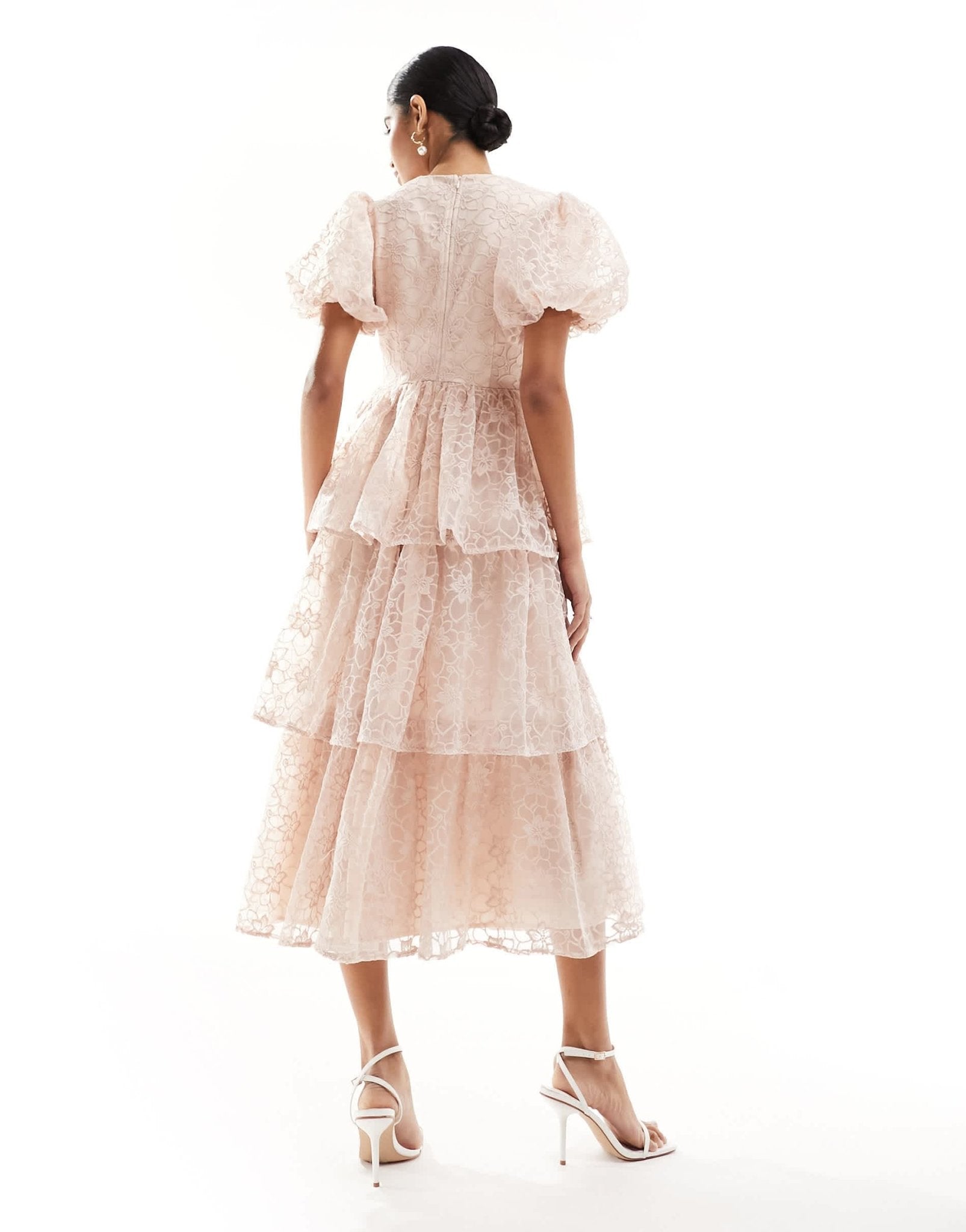 Maya organza midi dress with puff sleeves in pink - ASOS Sample Sale EU Store