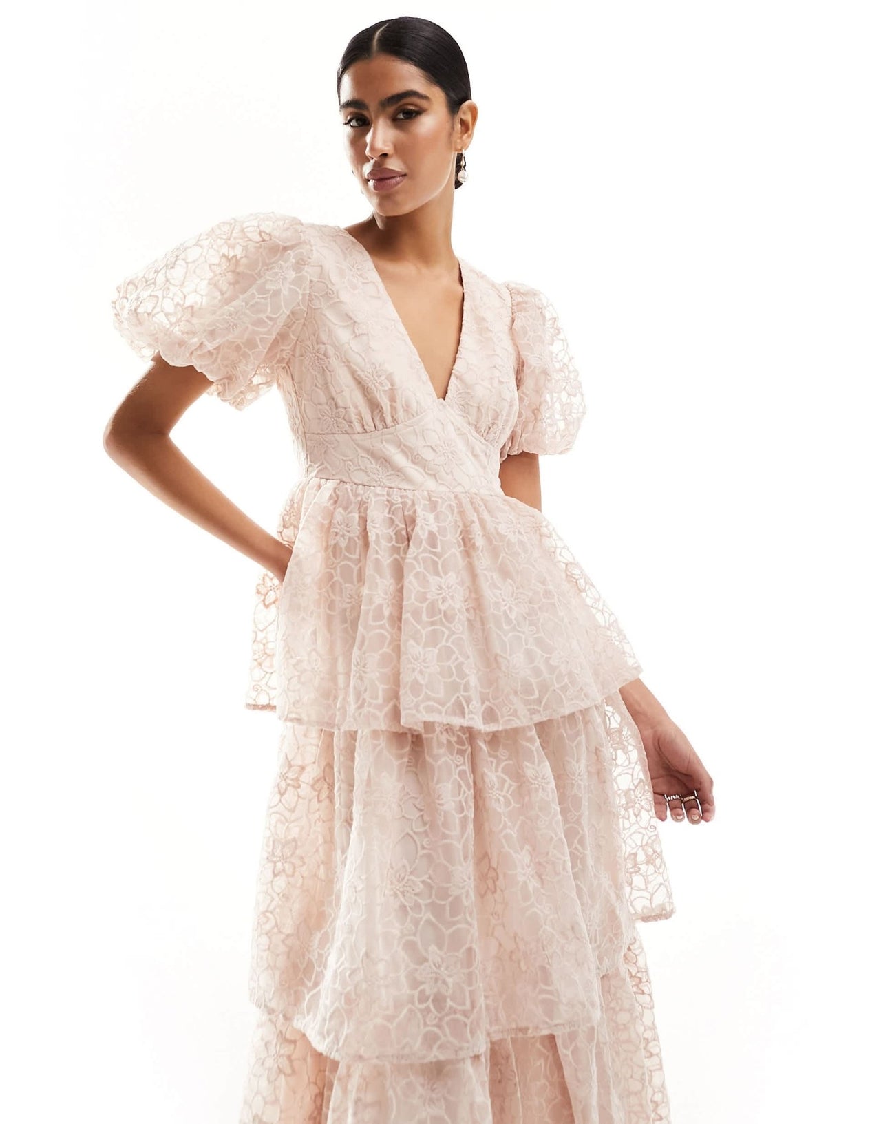 Maya organza midi dress with puff sleeves in pink - ASOS Sample Sale EU Store