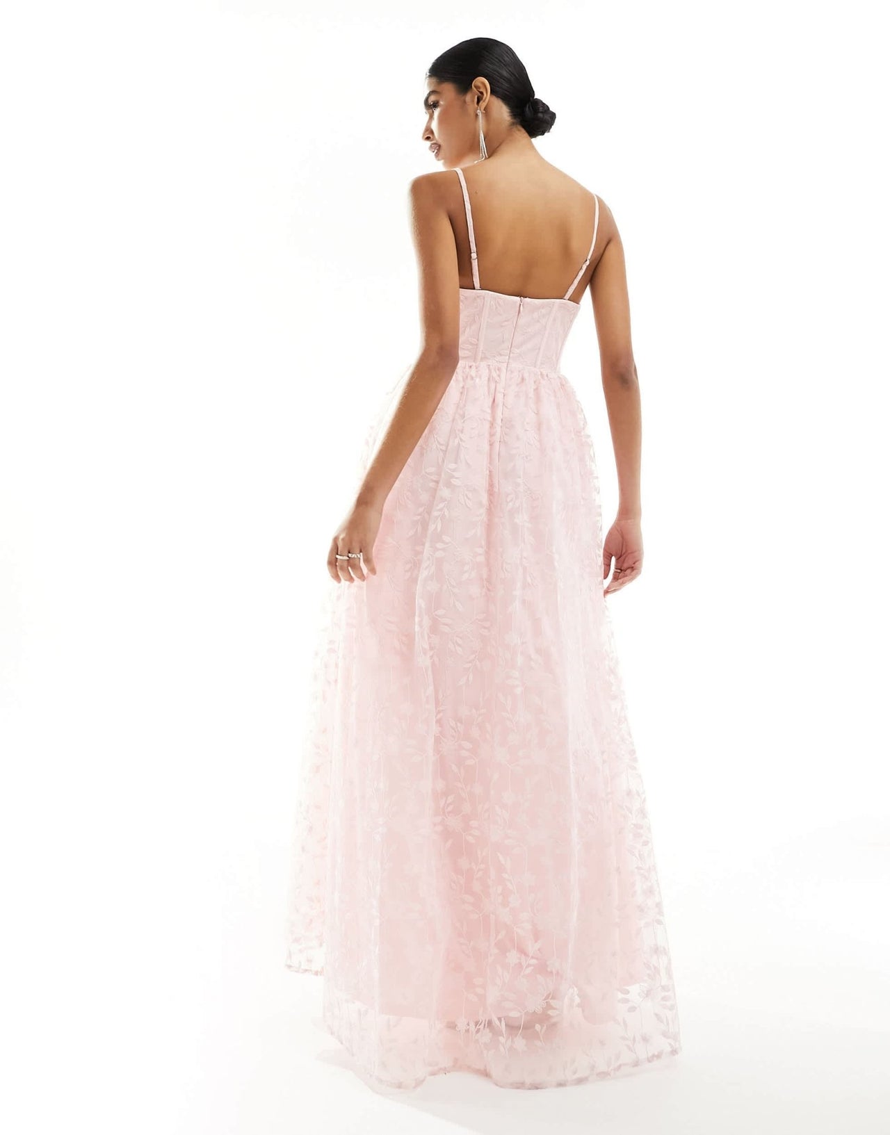 Maya Premium bandeau organza maxi dress in peach - ASOS Sample Sale EU Store