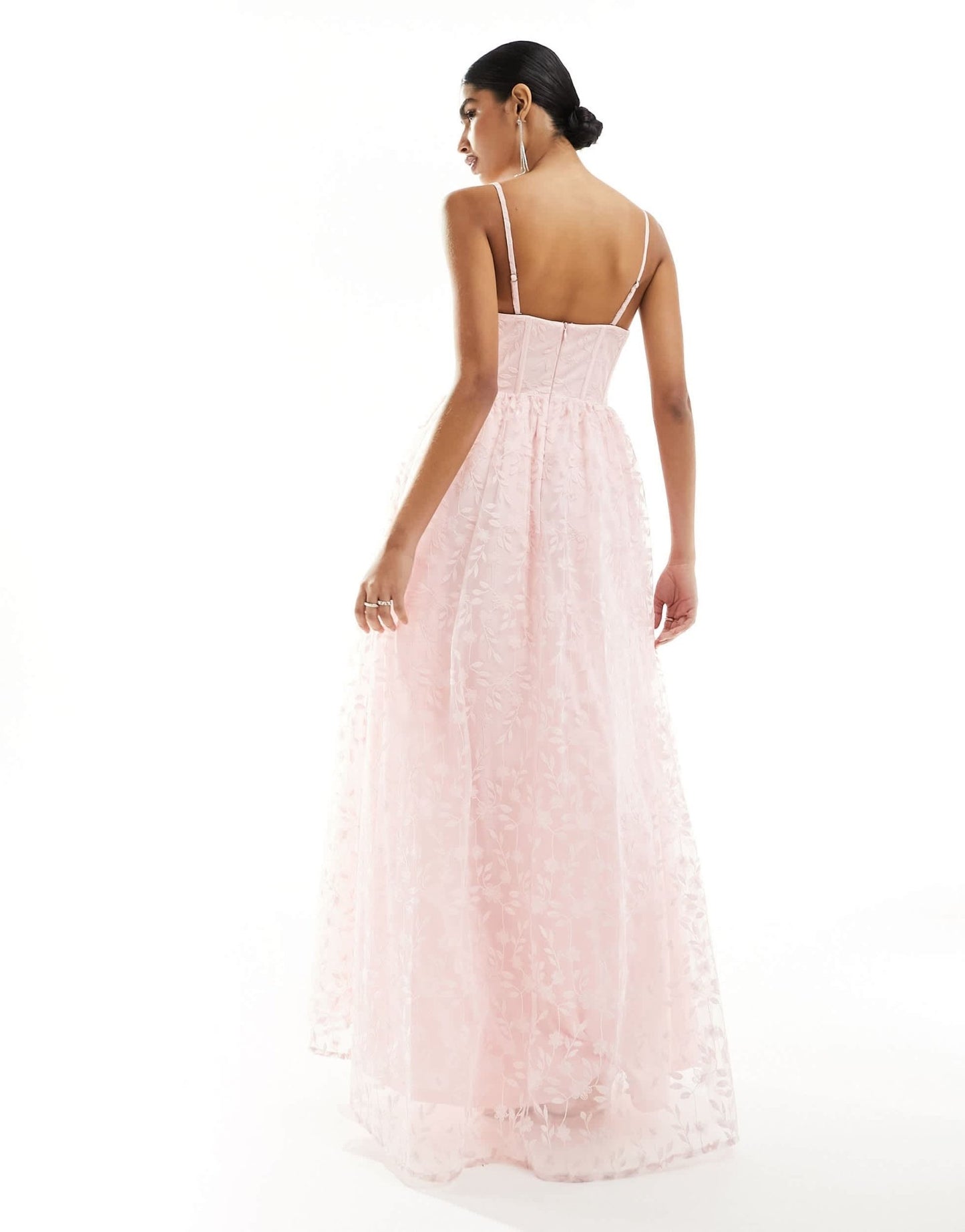 Maya Premium bandeau organza maxi dress in peach - ASOS Sample Sale EU Store