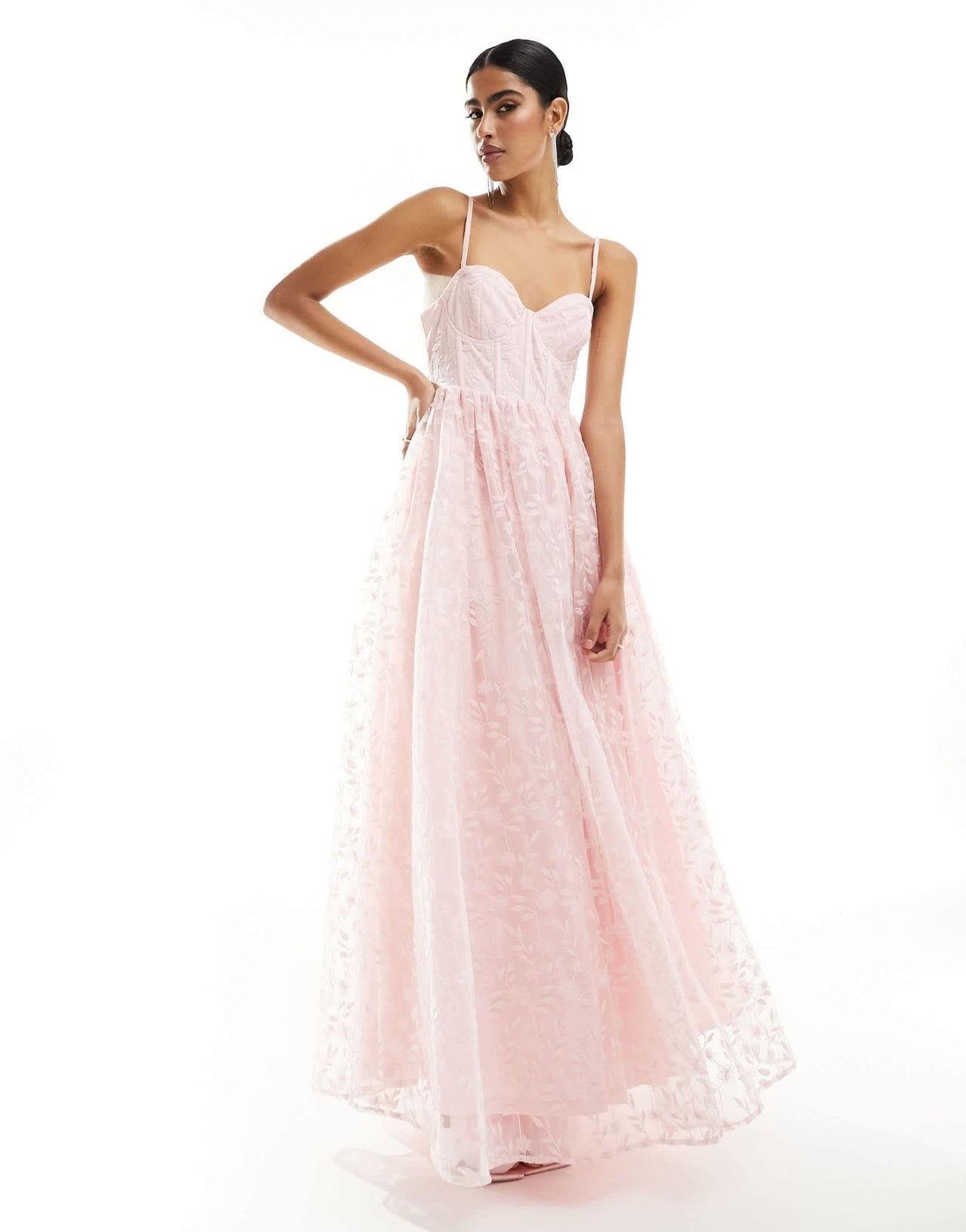 Maya Premium bandeau organza maxi dress in peach - ASOS Sample Sale EU Store
