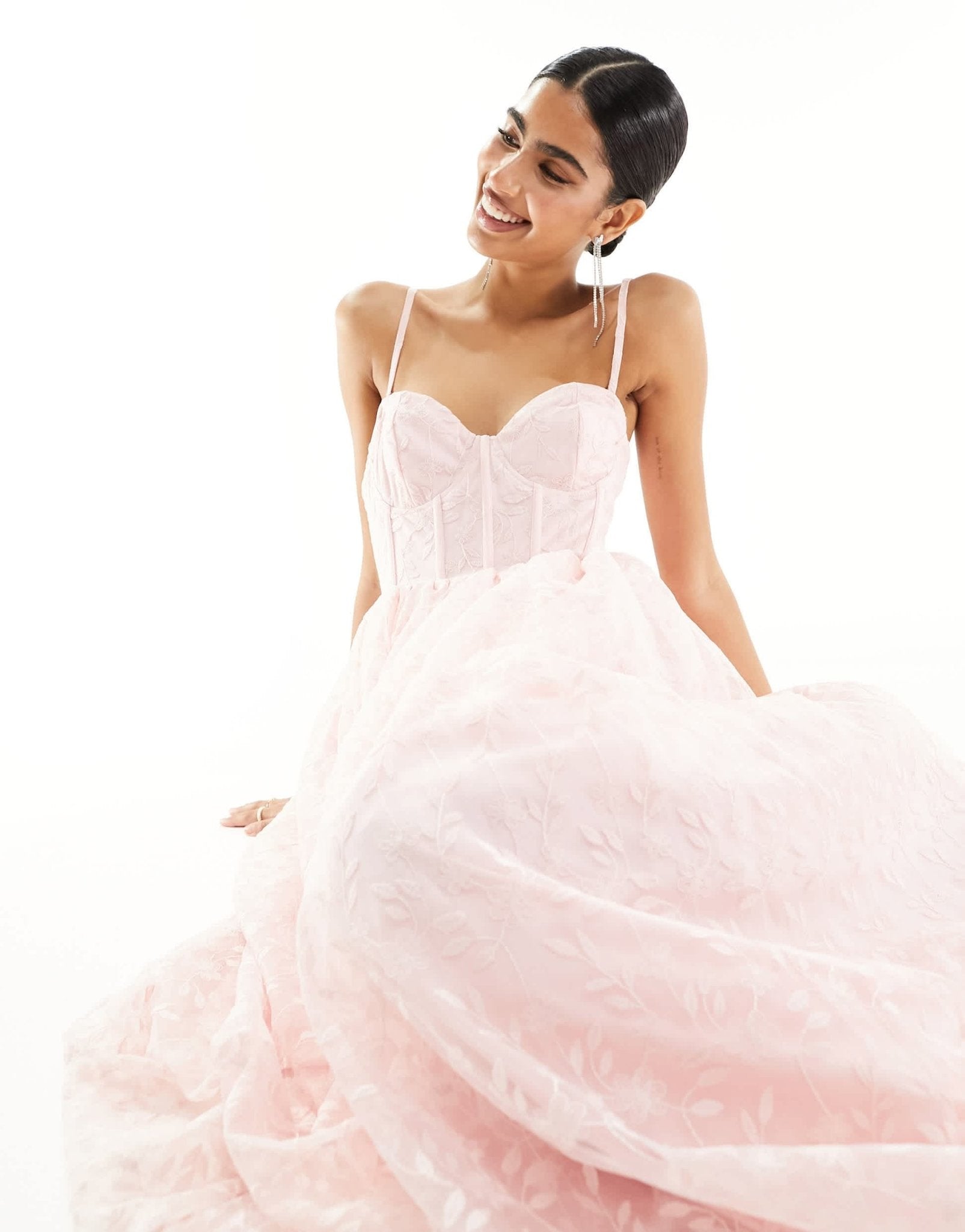 Maya Premium bandeau organza maxi dress in peach - ASOS Sample Sale EU Store