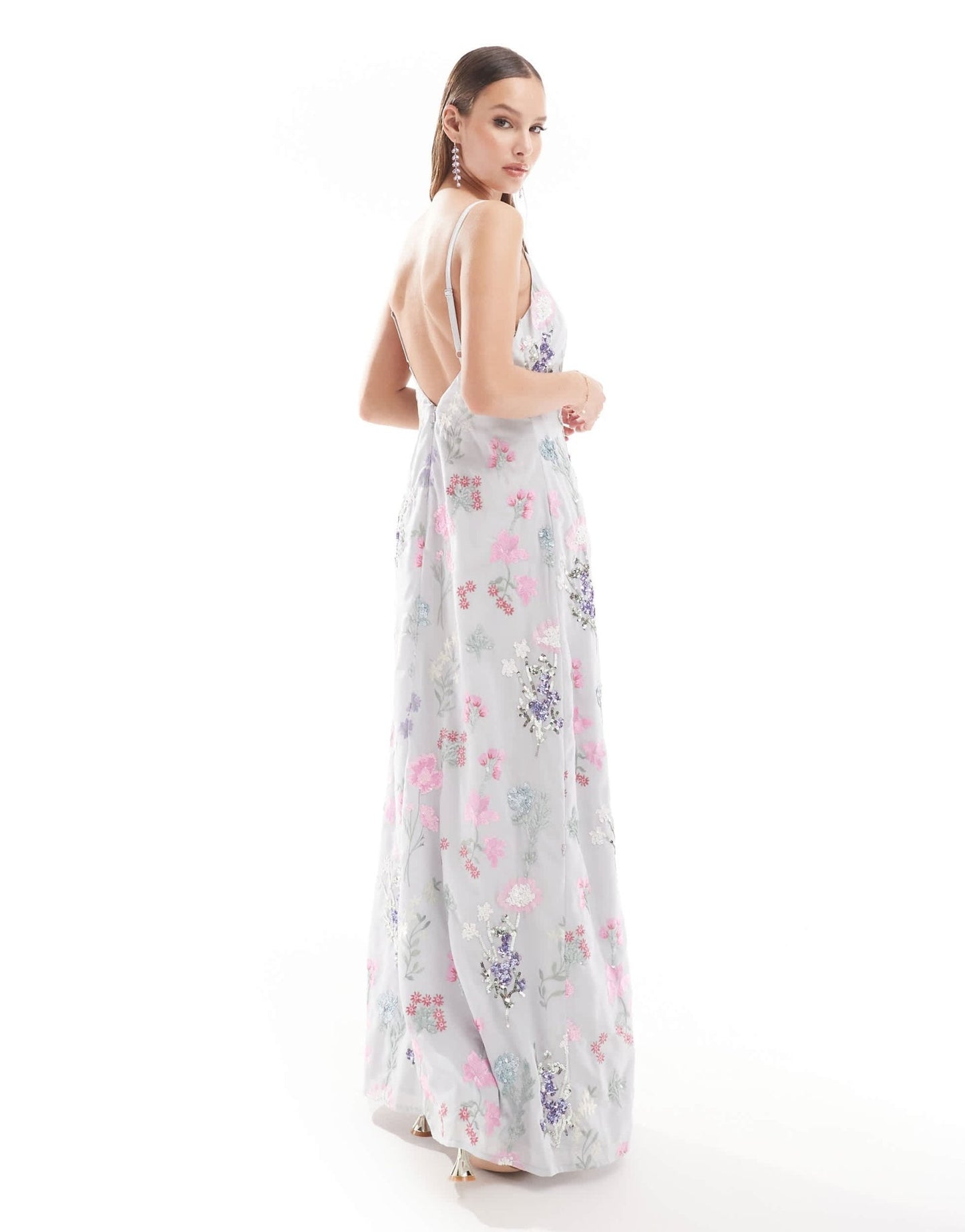 Maya Premium embroidery cami maxi dress in blue floral - ASOS Sample Sale EU Store