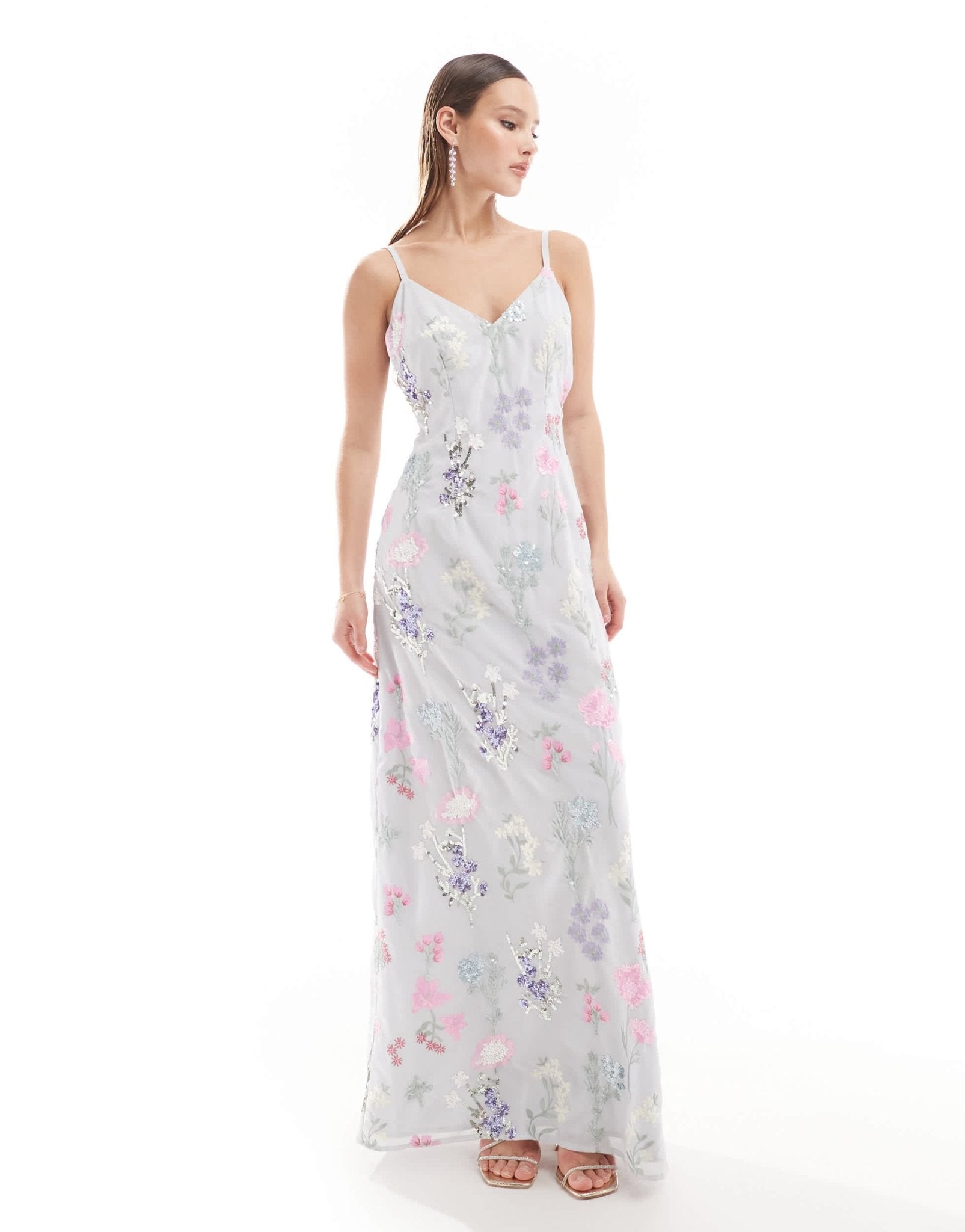 Maya Premium embroidery cami maxi dress in blue floral - ASOS Sample Sale EU Store