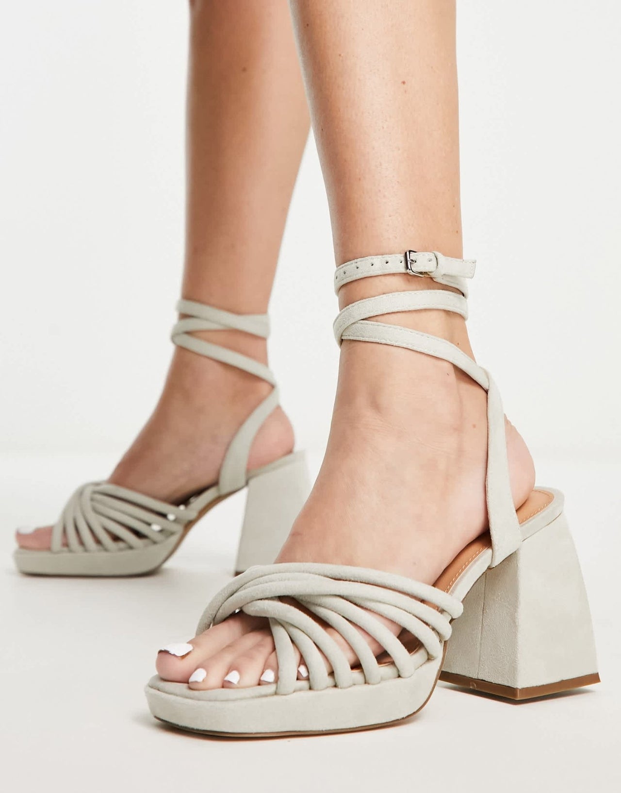MIM Net heeled strappy sandal in beige - ASOS Sample Sale EU Store