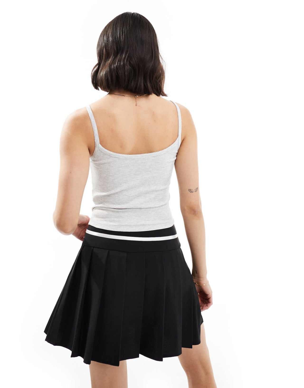 Miss Selfridge 2 pack lace trim rib cami top in white and grey marl - ASOS Sample Sale EU Store