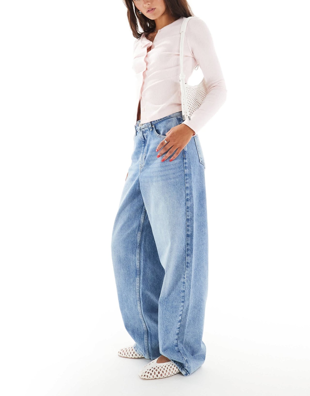 Miss Selfridge baggy jean in mid blue wash - ASOS Sample Sale EU Store