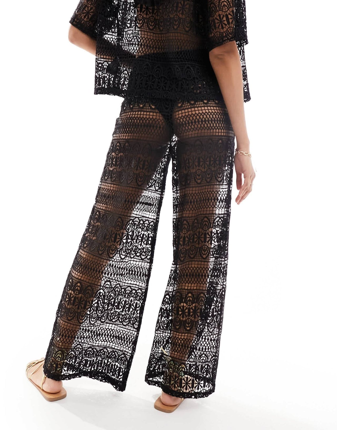 Miss Selfridge beach lace trousers in black - ASOS Sample Sale EU Store