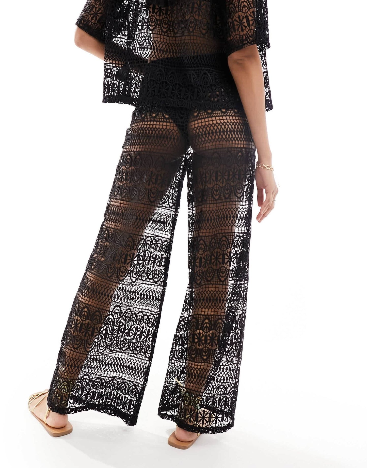 Miss Selfridge beach lace trousers in black - ASOS Sample Sale EU Store