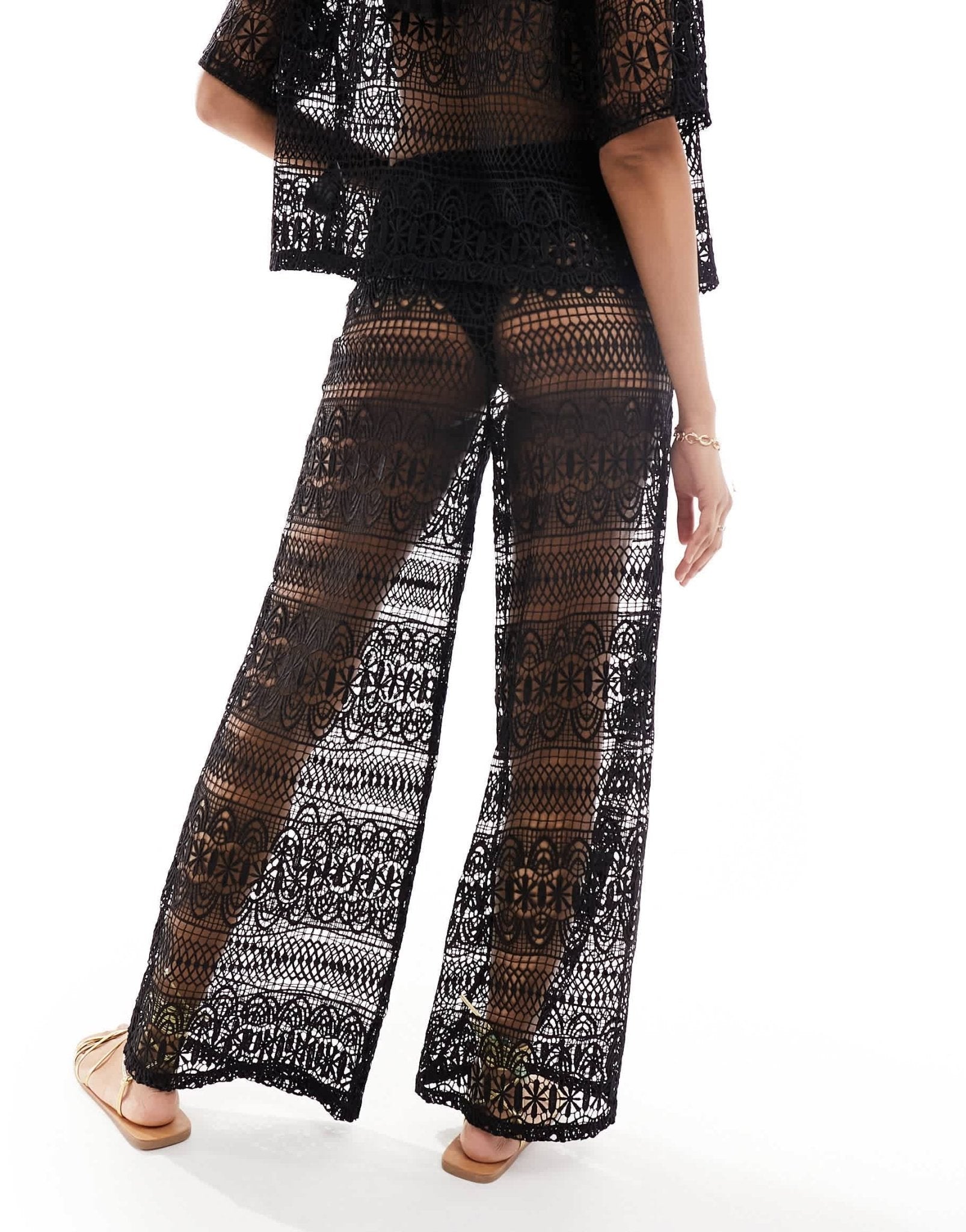 Miss Selfridge beach lace trousers in black - ASOS Sample Sale EU Store