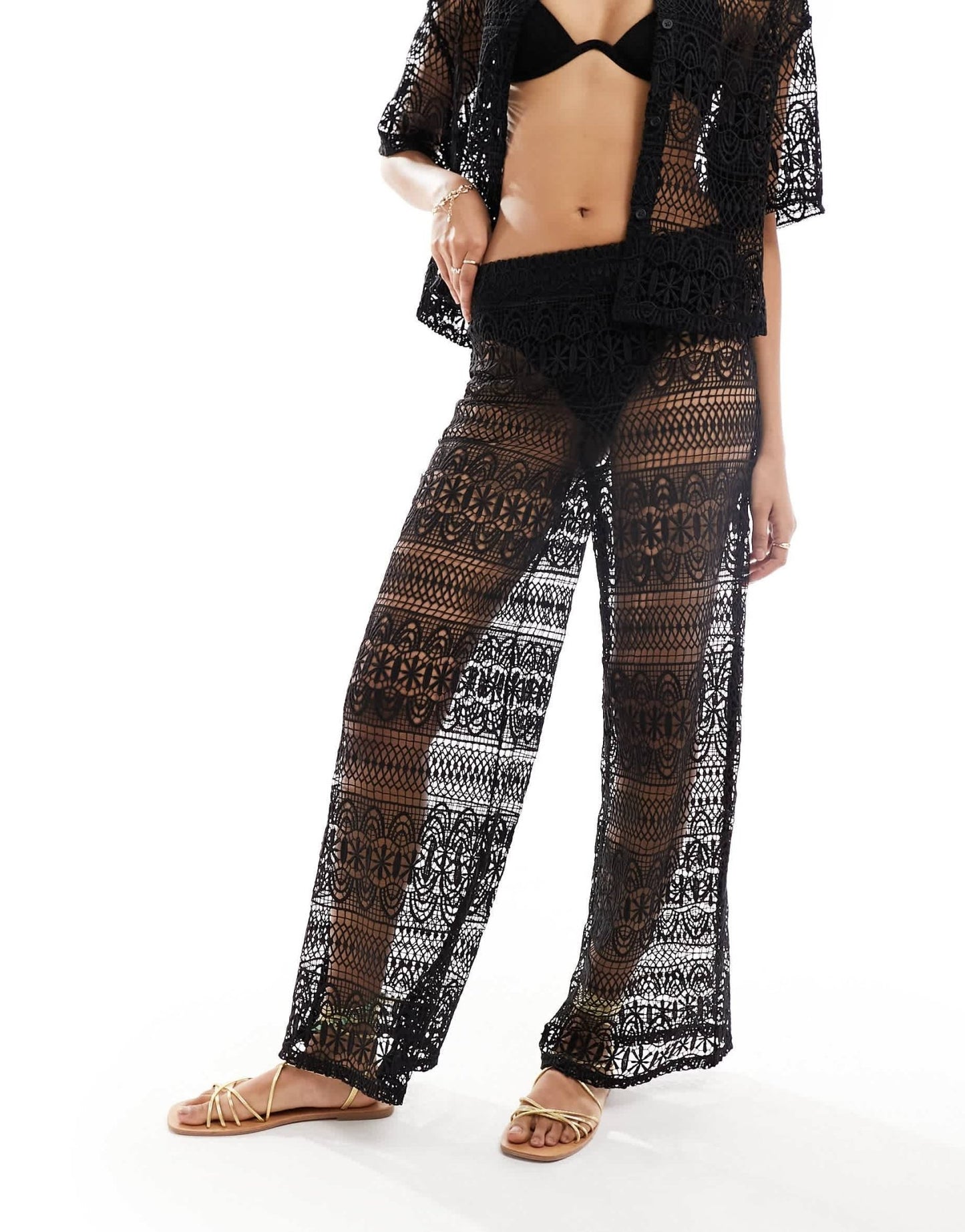 Miss Selfridge beach lace trousers in black - ASOS Sample Sale EU Store
