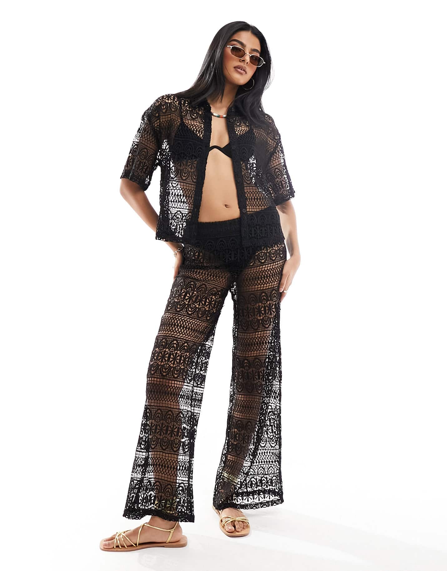 Miss Selfridge beach lace trousers in black - ASOS Sample Sale EU Store