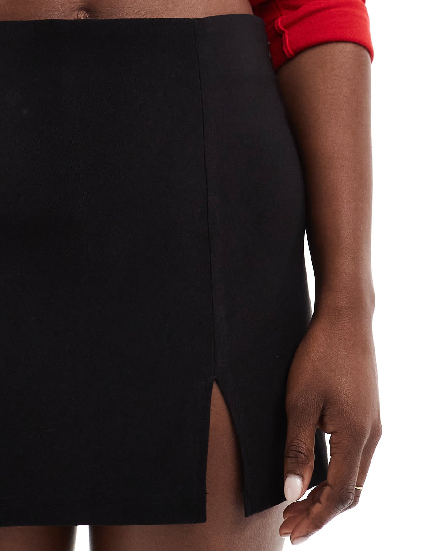 Miss Selfridge bengaline double split mini skort in black - ASOS Sample Sale EU Store