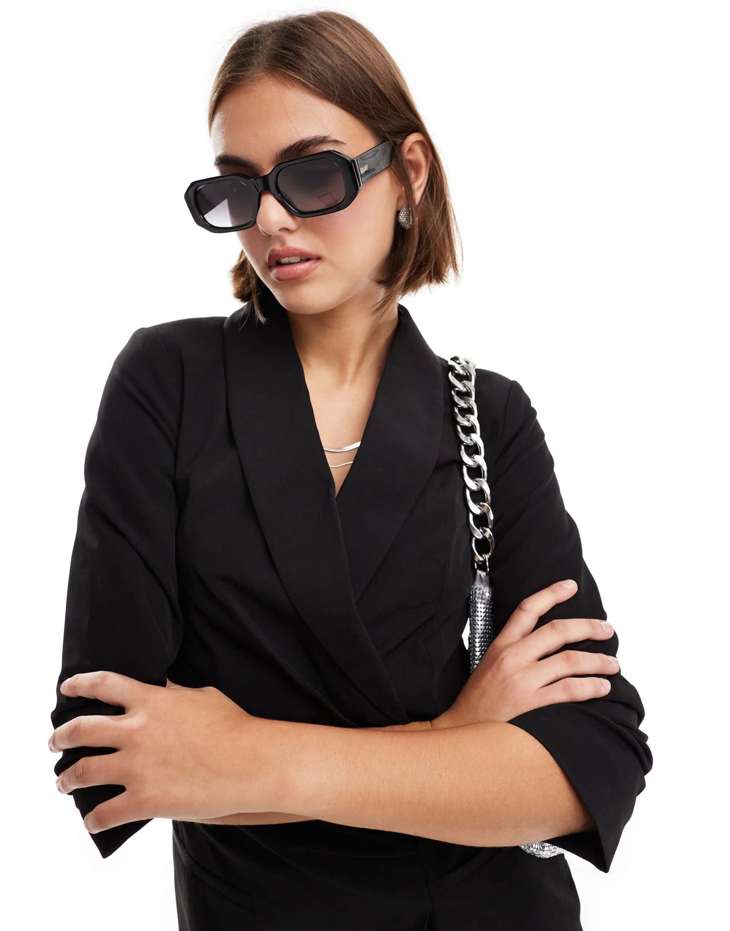 Miss Selfridge blazer dress with ruched detail in black - ASOS Sample Sale EU Store