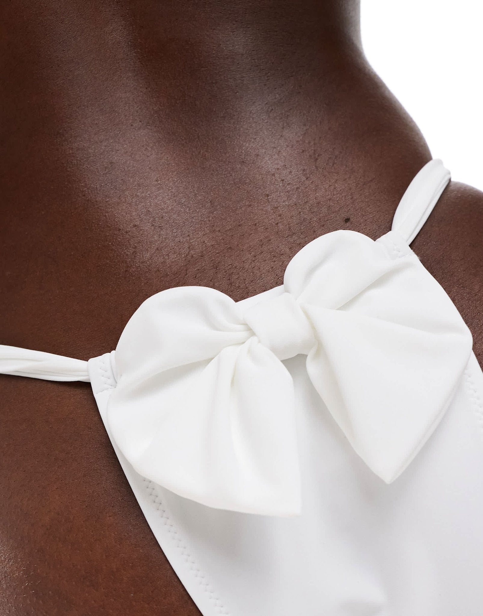 Miss Selfridge bow back high leg bikini bottom in cream - ASOS Sample Sale EU Store