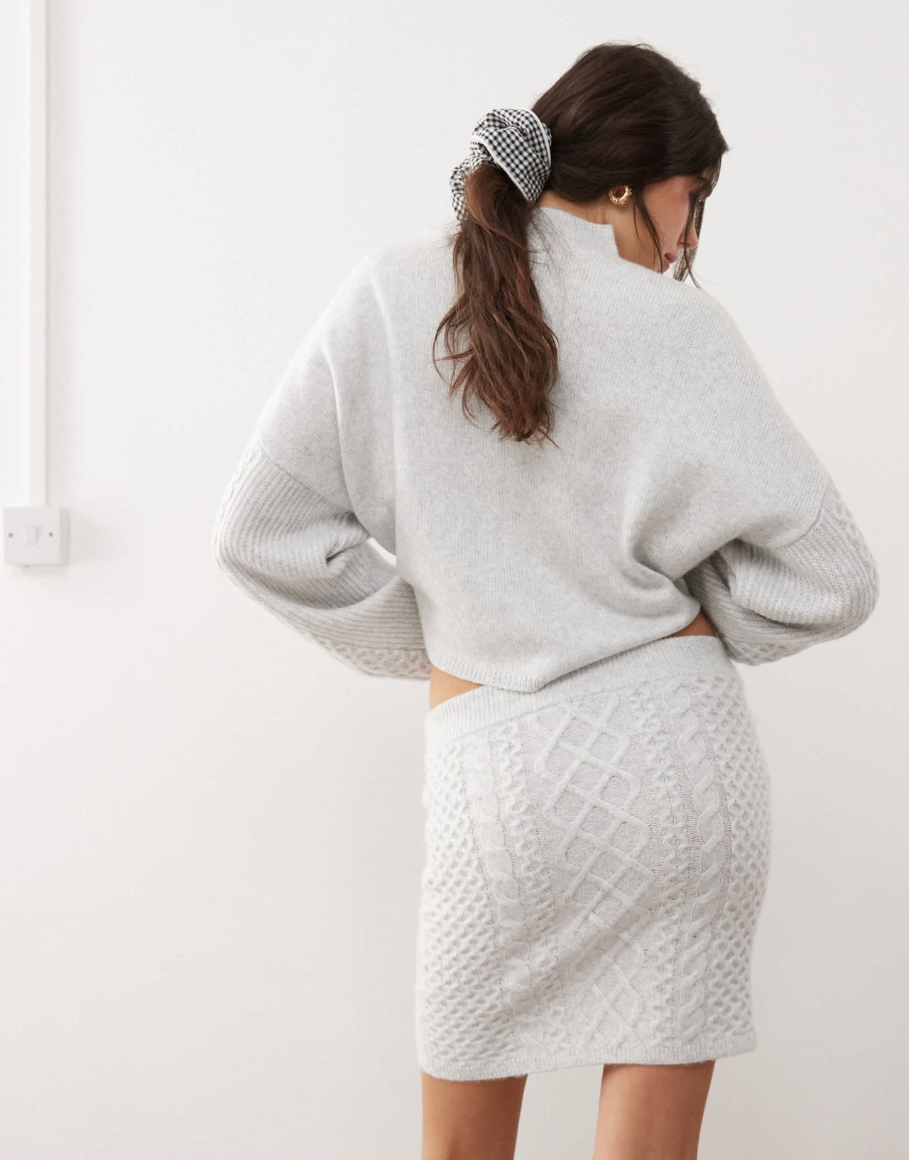Miss Selfridge cable knit mini skirt co - ord in grey marl - ASOS Sample Sale EU Store