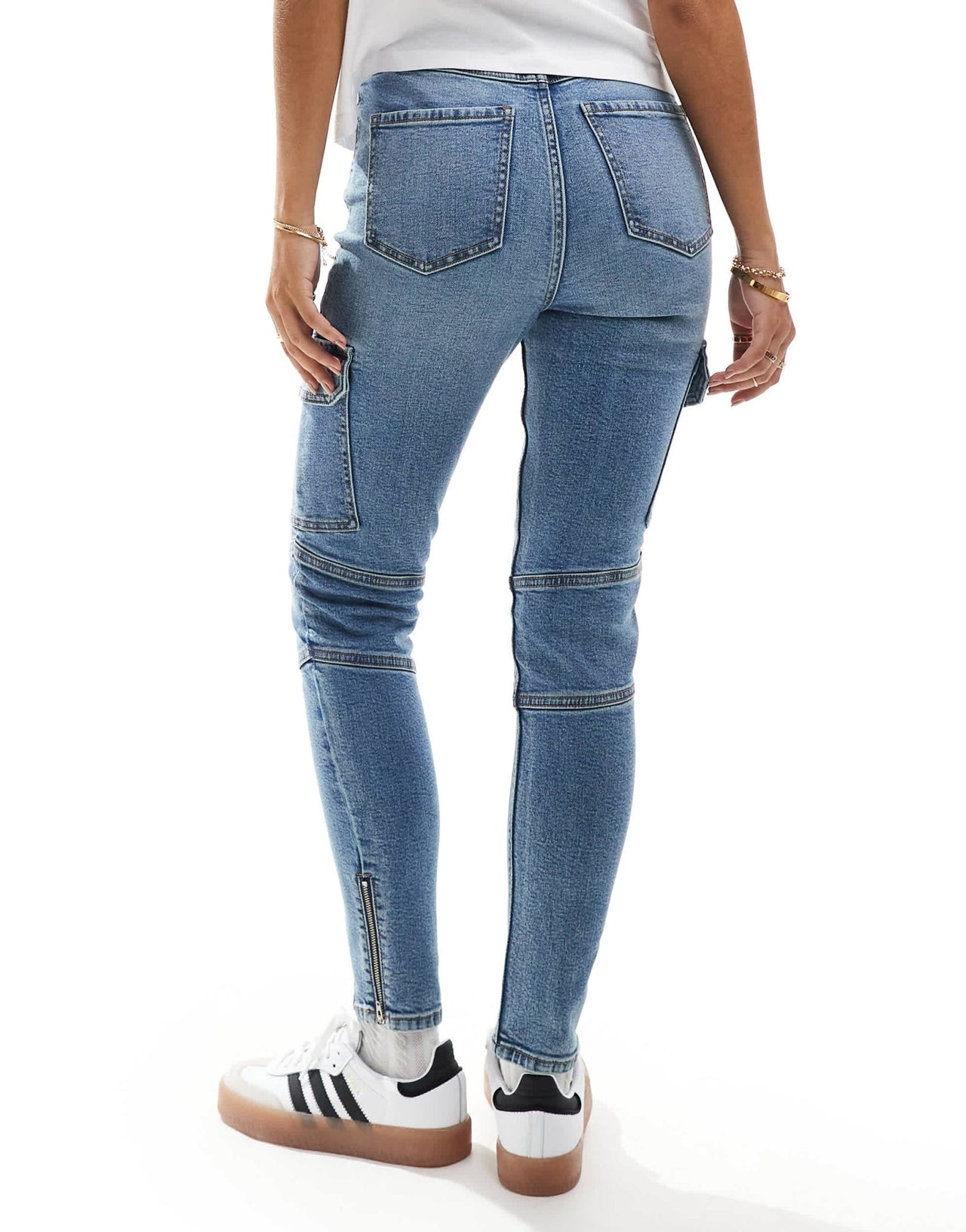 Miss Selfridge cargo skinny jean in mid blue wash - ASOS Sample Sale EU Store