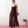 Miss Selfridge chiffon corsage detail cami maxi dress in brown