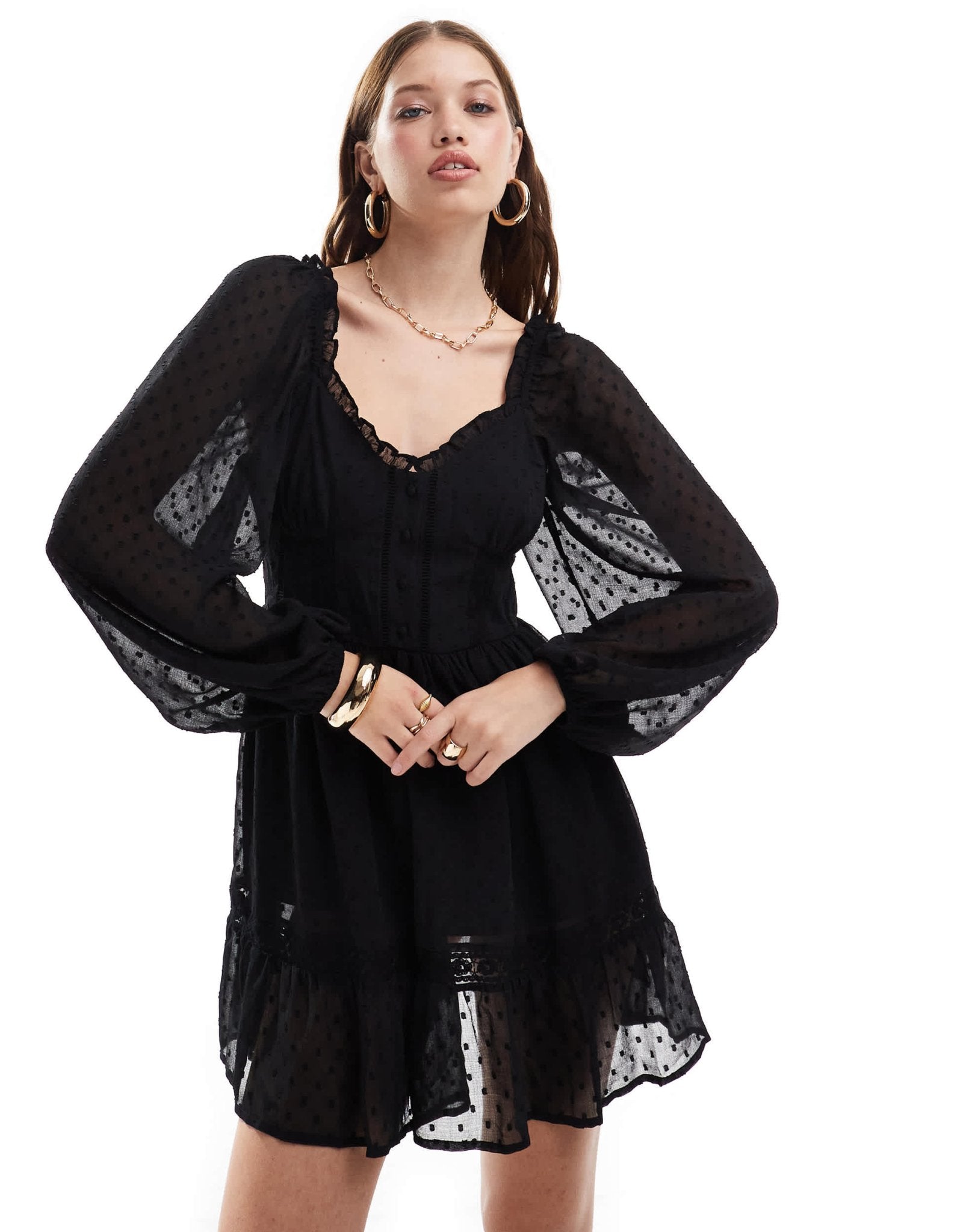 Miss Selfridge chiffon corset detail mini dress in black - ASOS Sample Sale EU Store