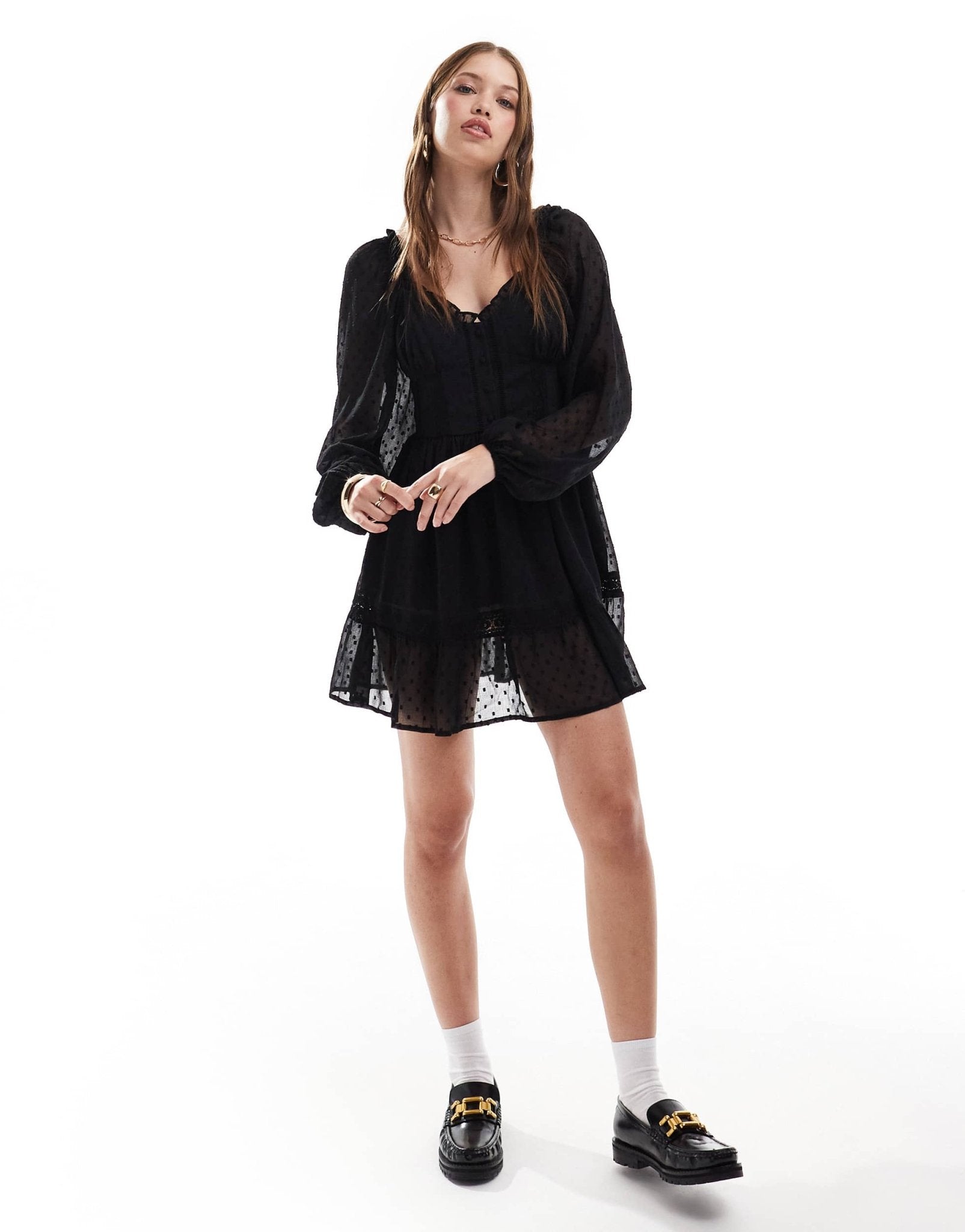 Miss Selfridge chiffon corset detail mini dress in black - ASOS Sample Sale EU Store