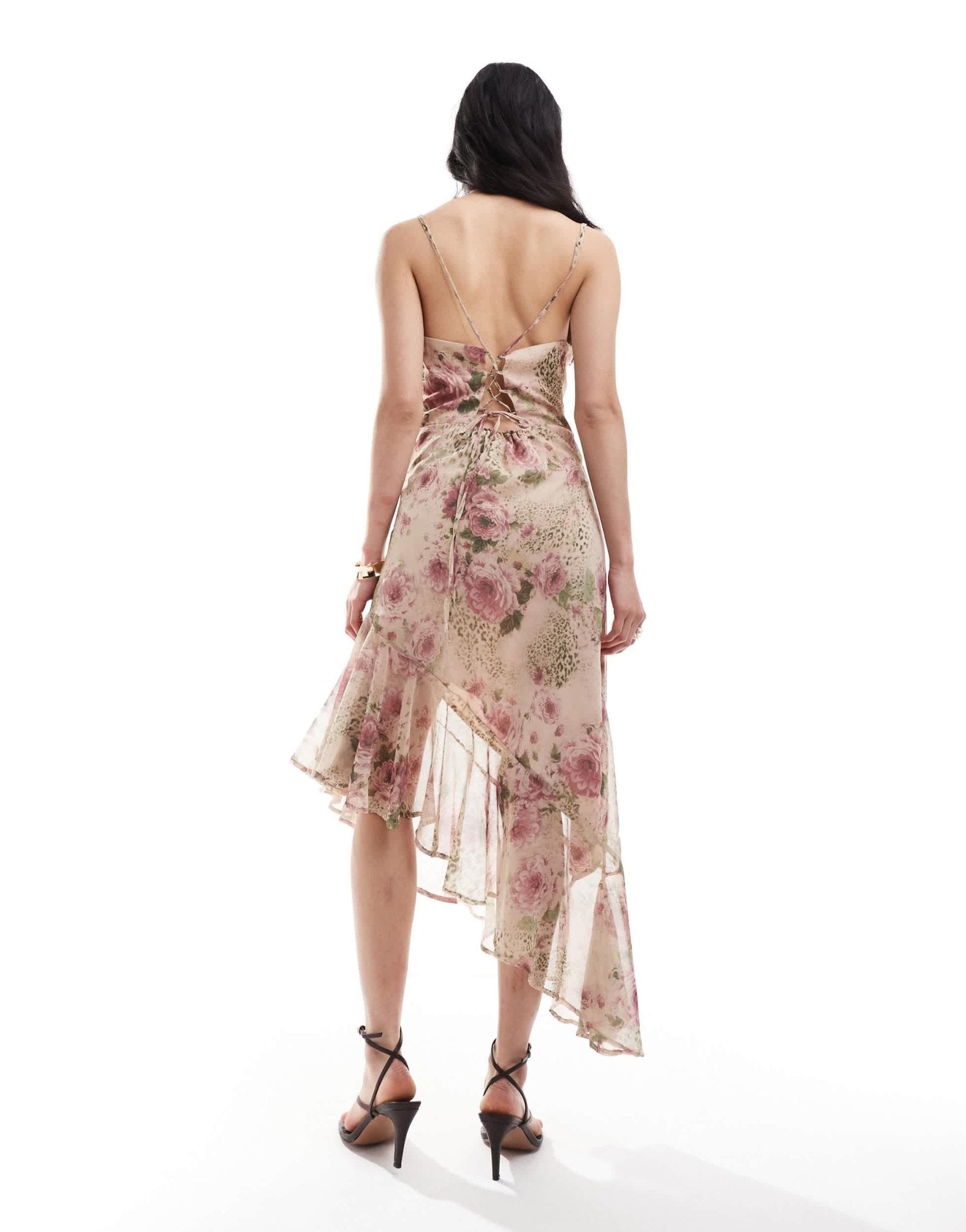 Miss Selfridge chiffon cowl maxi slip dress in animal floral - ASOS Sample Sale EU Store