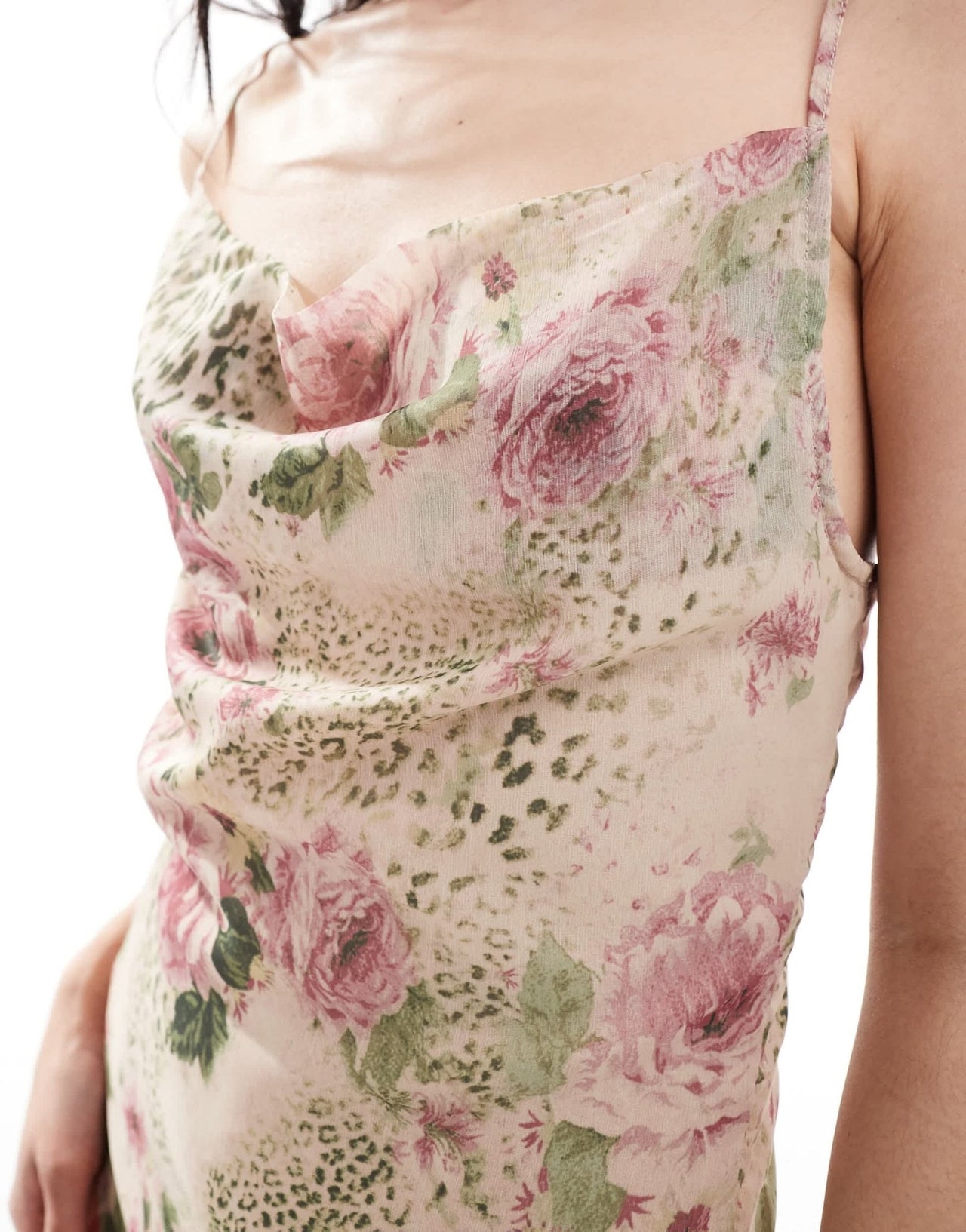 Miss Selfridge chiffon cowl maxi slip dress in animal floral - ASOS Sample Sale EU Store