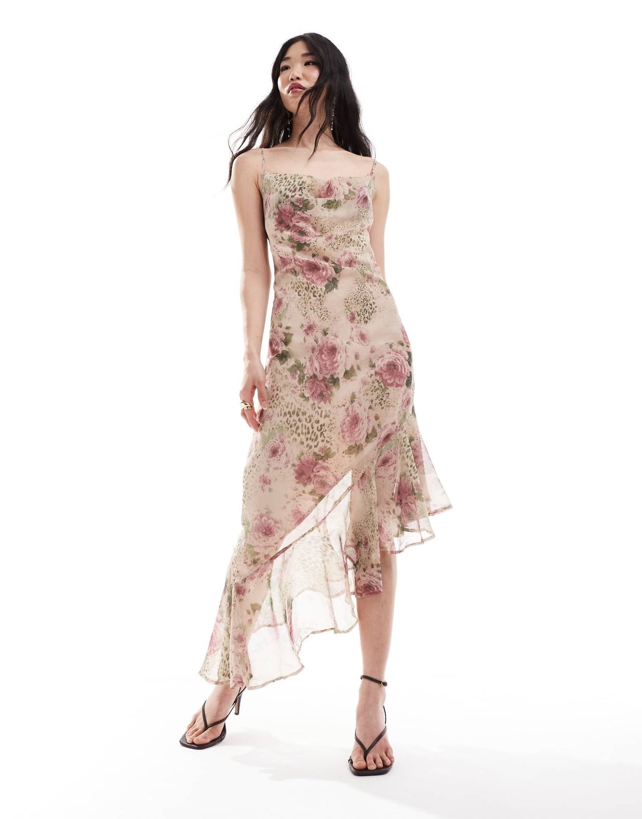 Miss Selfridge chiffon cowl maxi slip dress in animal floral - ASOS Sample Sale EU Store