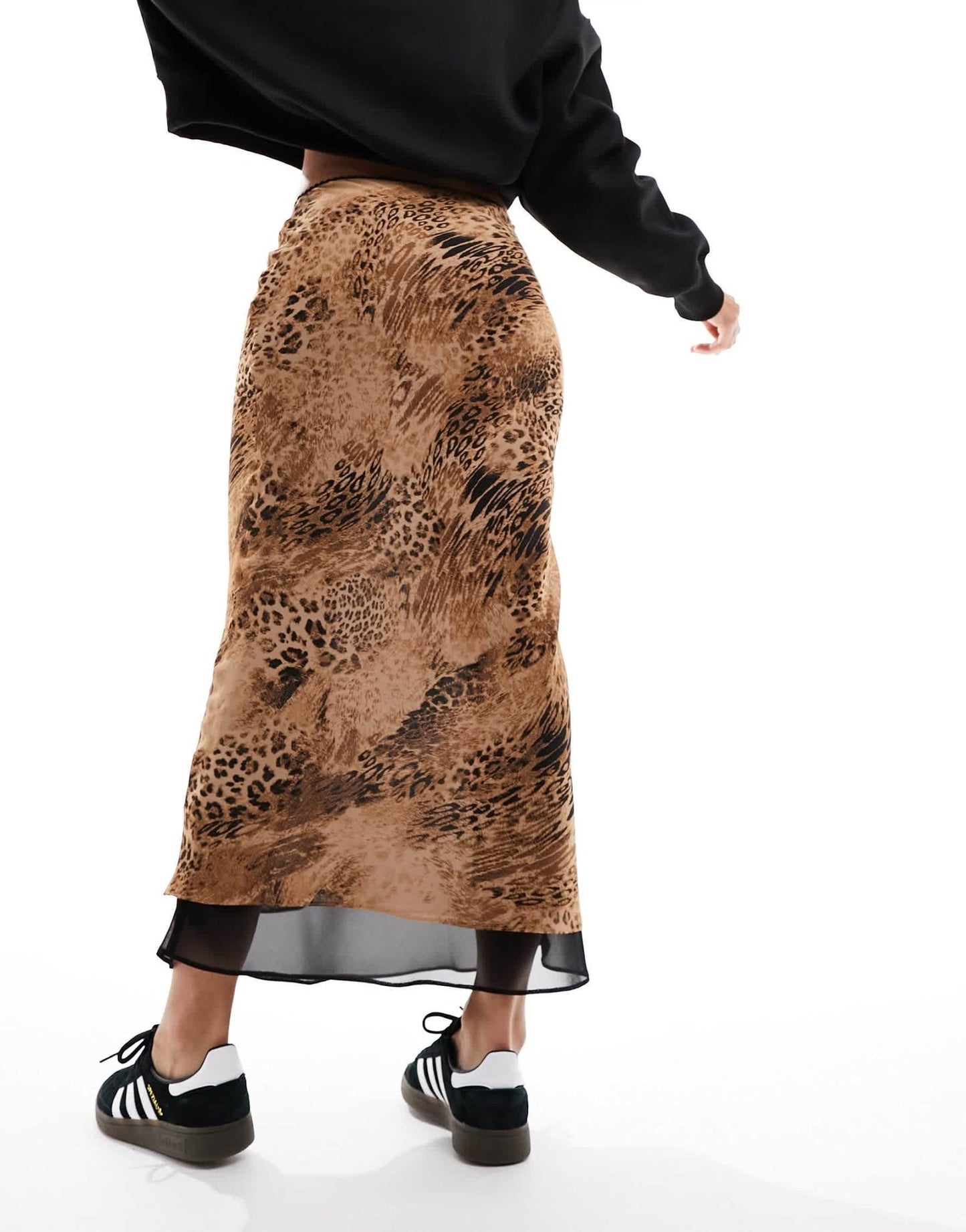 Miss Selfridge chiffon double layer bias maxi skirt in animal print - ASOS Sample Sale EU Store