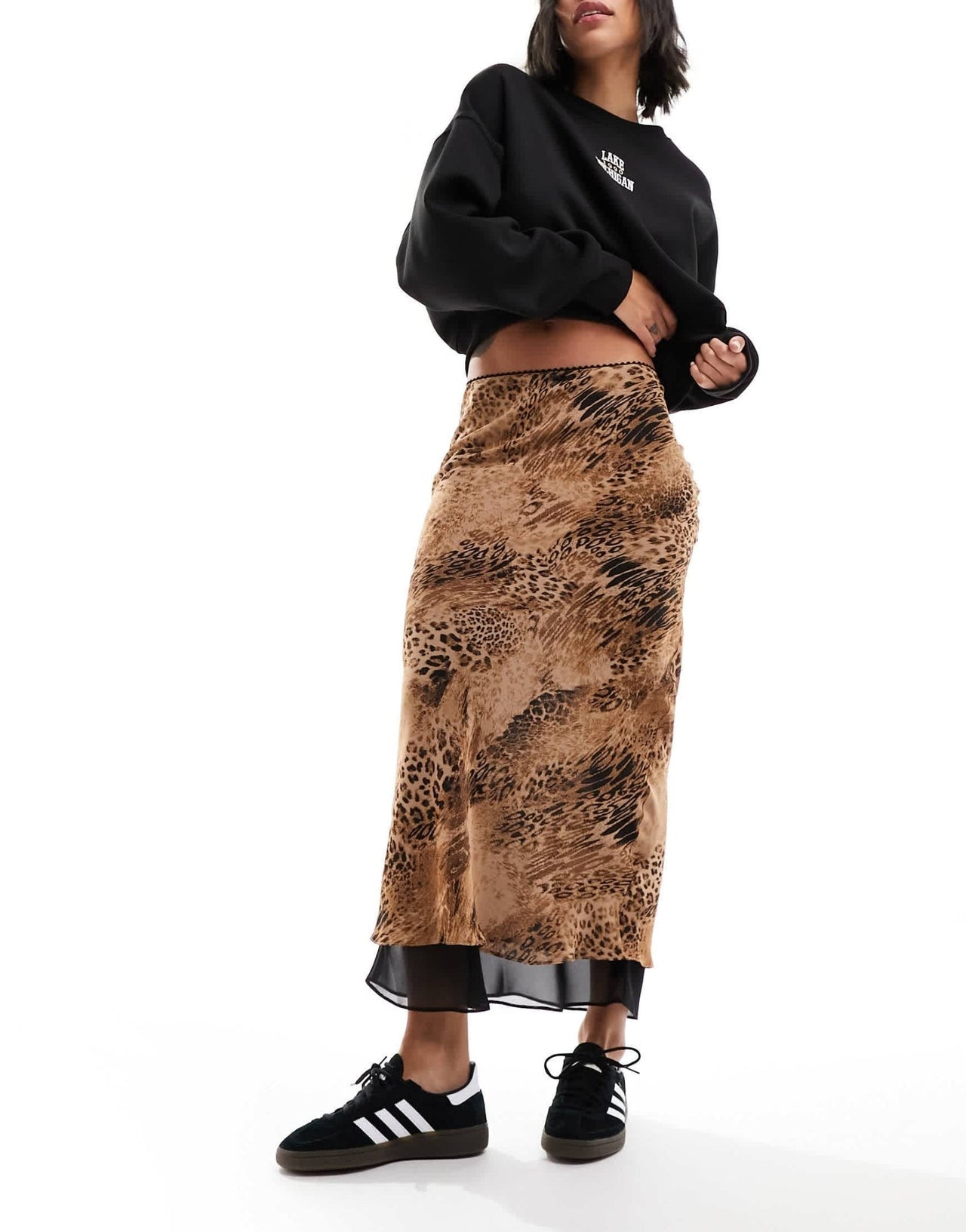Miss Selfridge chiffon double layer bias maxi skirt in animal print - ASOS Sample Sale EU Store