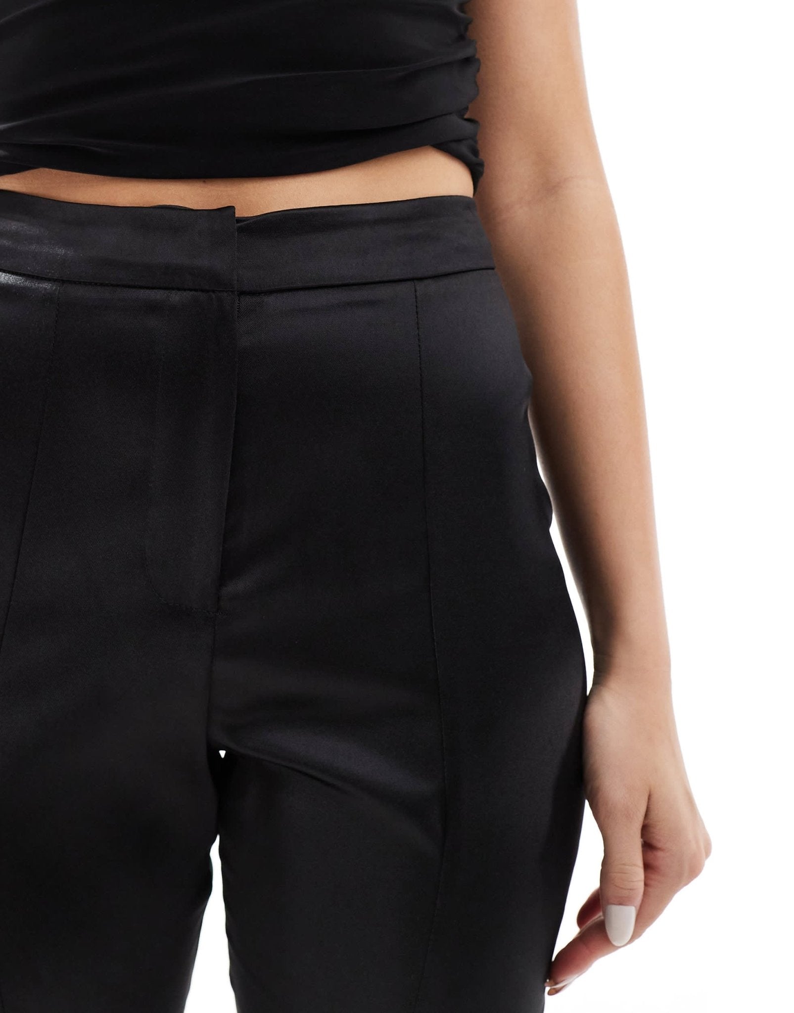 Miss Selfridge co - ord tailored satin cigarette trouser in black - ASOS Sample Sale EU Store