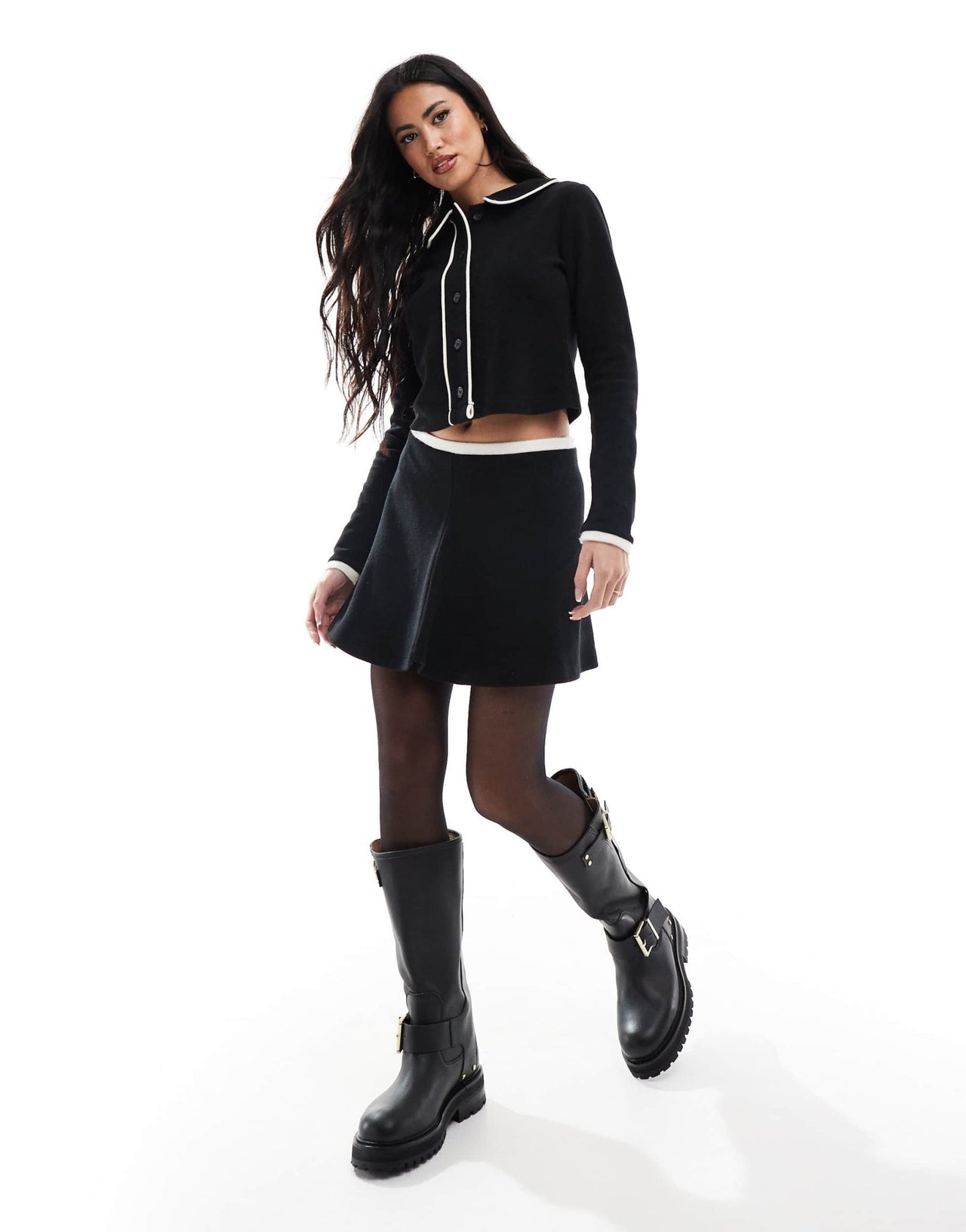 Miss Selfridge contrast trim soft touch rib cardigan - ASOS Sample Sale EU Store