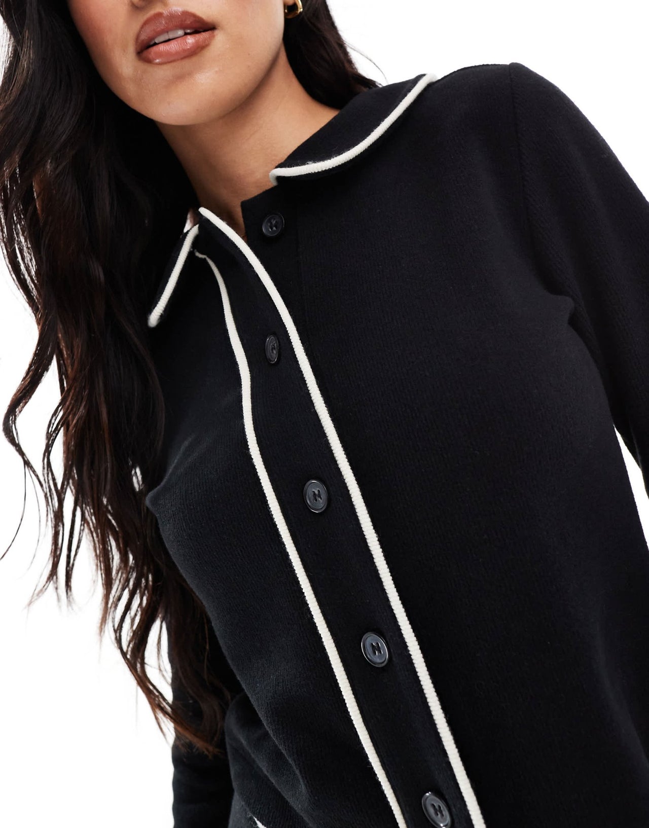 Miss Selfridge contrast trim soft touch rib cardigan - ASOS Sample Sale EU Store