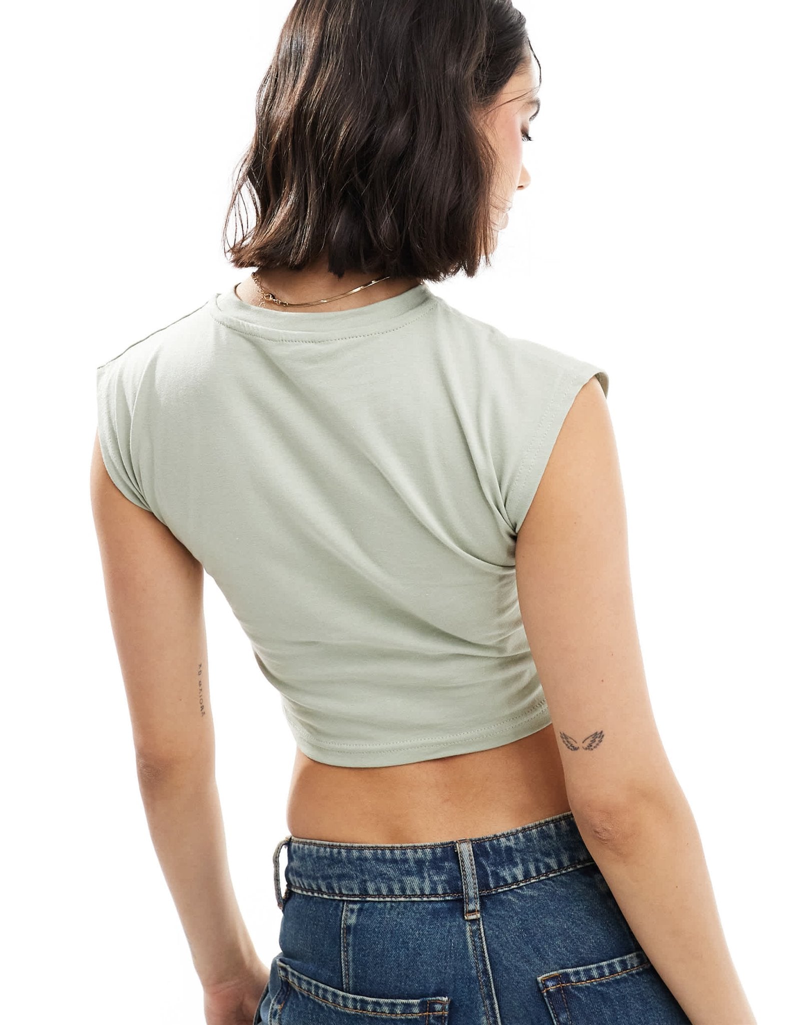 Miss Selfridge corset detail top in sage - ASOS Sample Sale EU Store