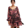 Miss Selfridge cotton lace insert tiered mini dress in patchwork floral