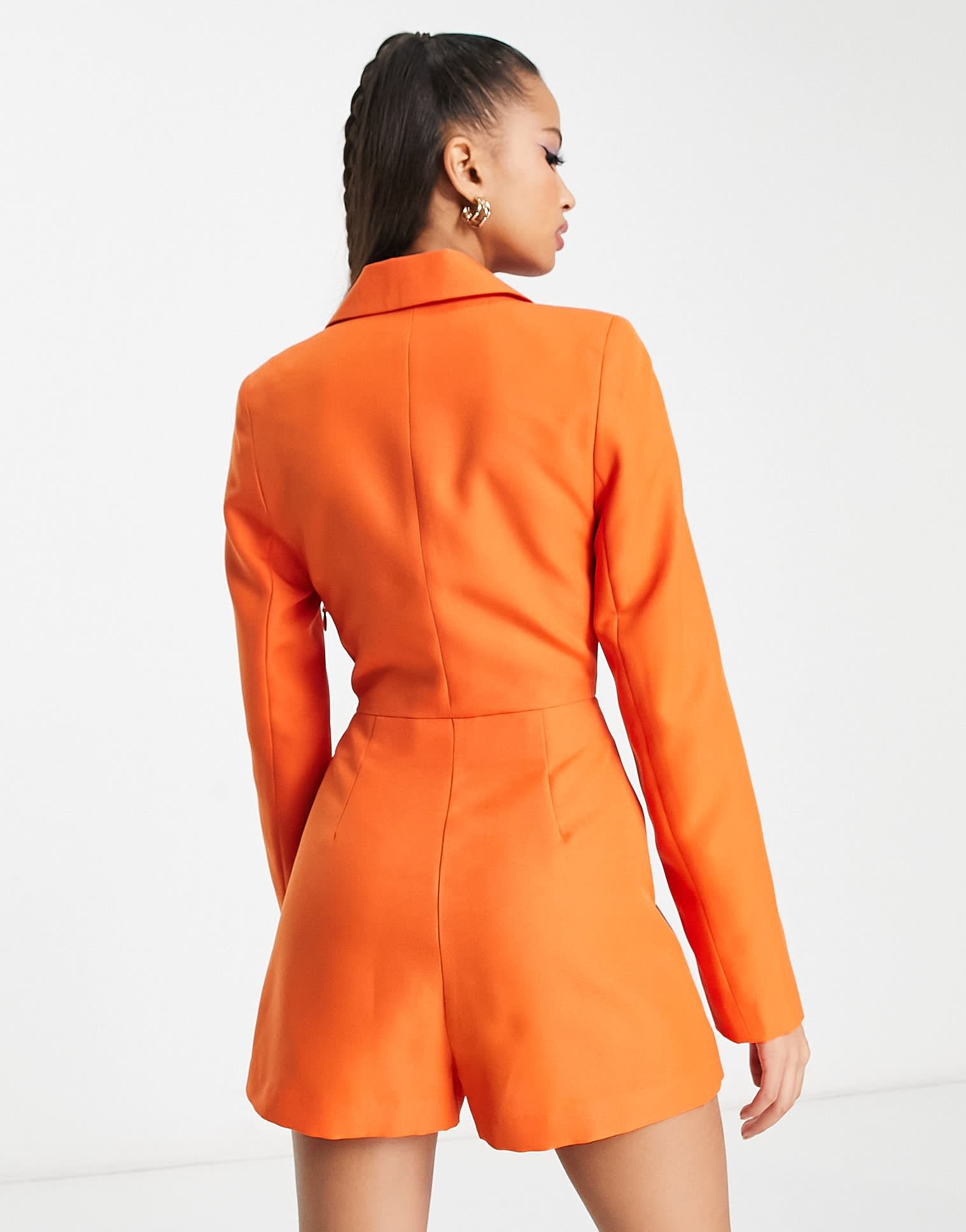Miss Selfridge cut out mini blazer playsuit in orange - ASOS Sample Sale EU Store