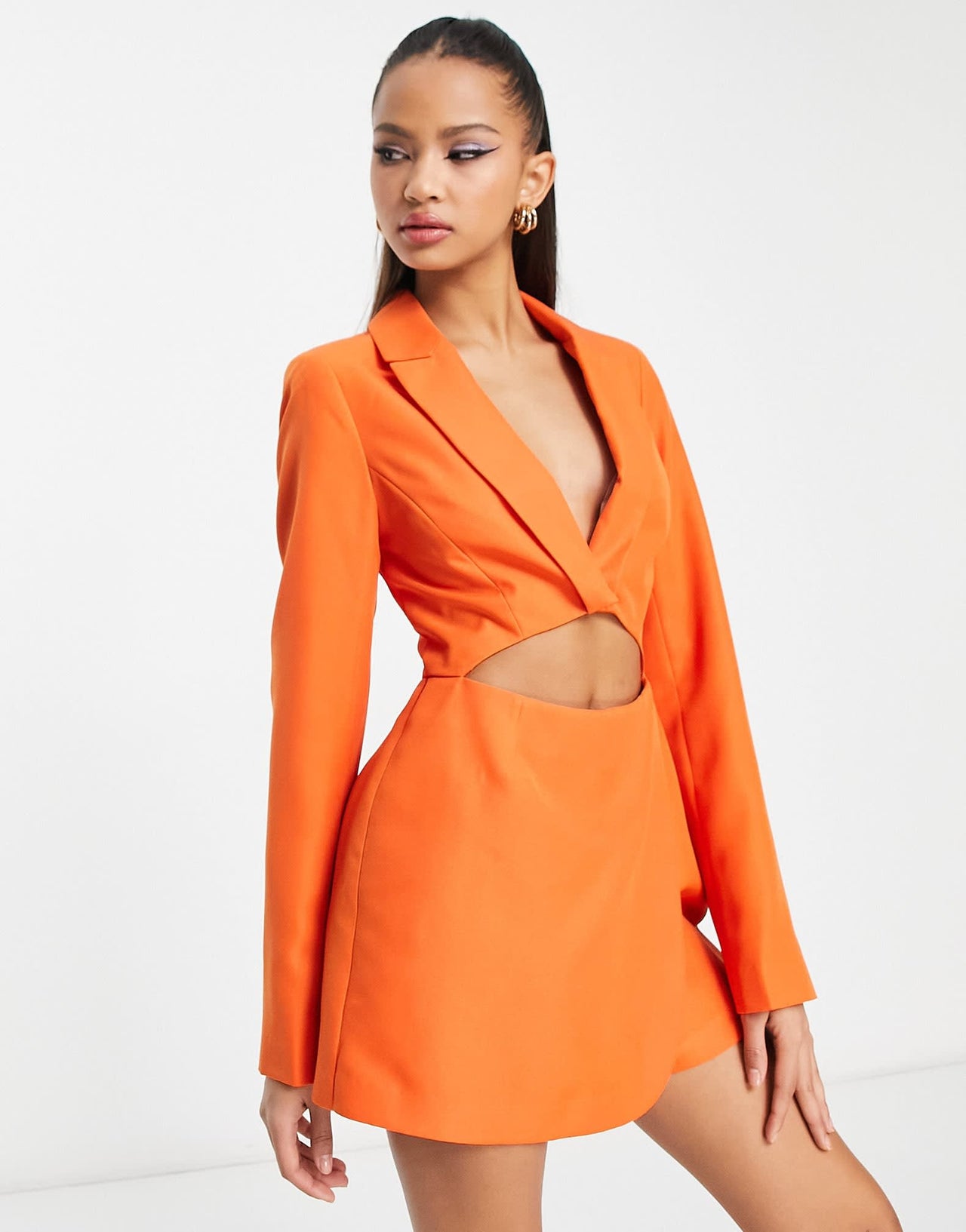 Miss Selfridge cut out mini blazer playsuit in orange - ASOS Sample Sale EU Store