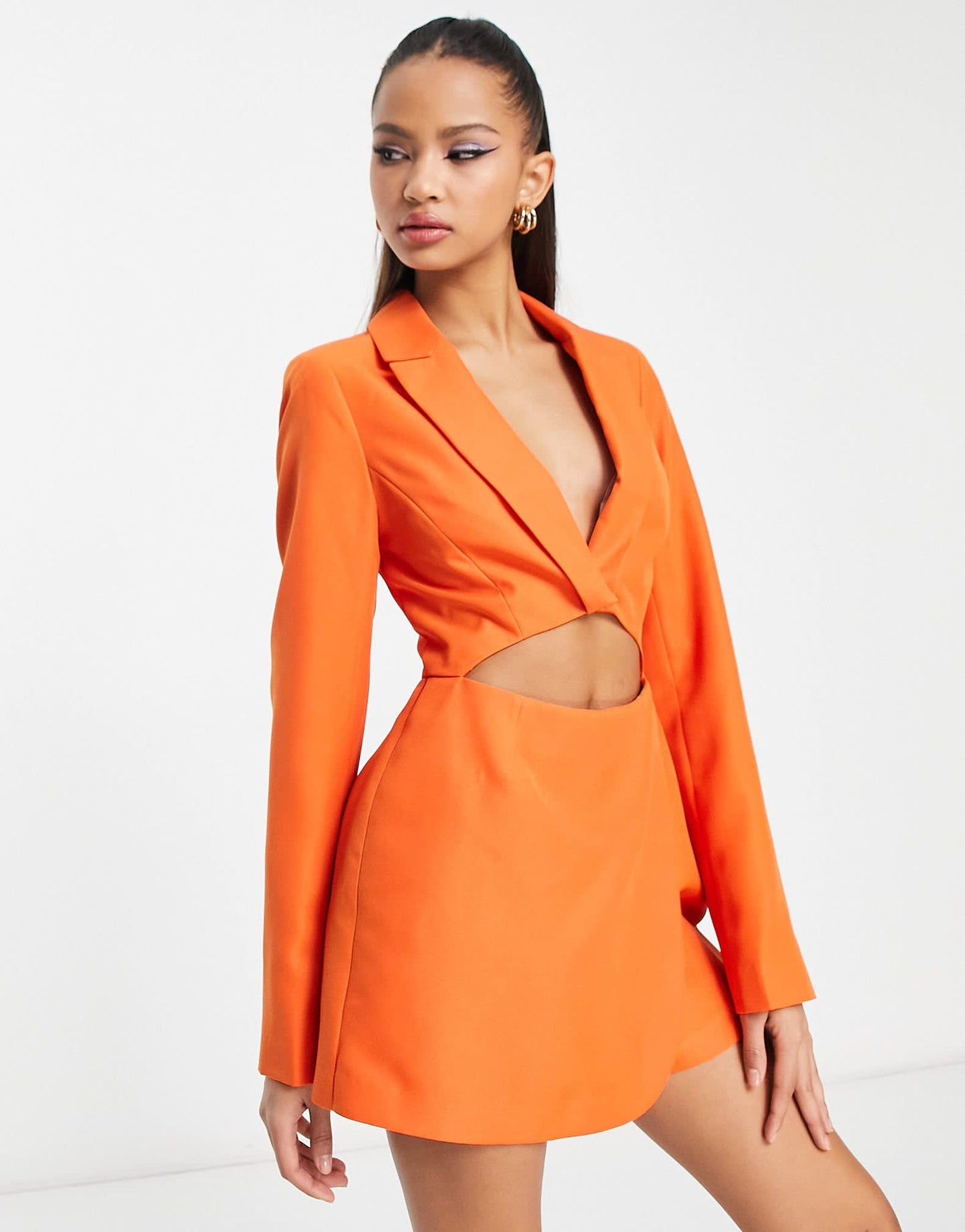 Miss Selfridge cut out mini blazer playsuit in orange - ASOS Sample Sale EU Store