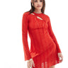 Miss Selfridge mini abito con doppio taglio e fiocco rosso