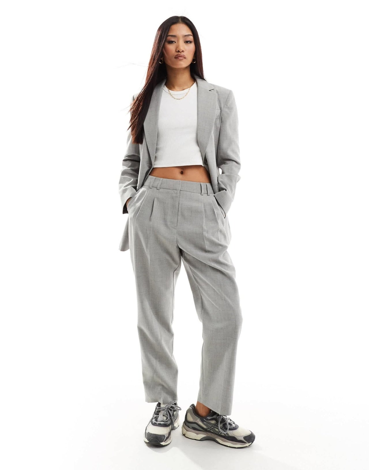 Miss Selfridge double pleat cigerette trouser in grey - ASOS Sample Sale EU Store