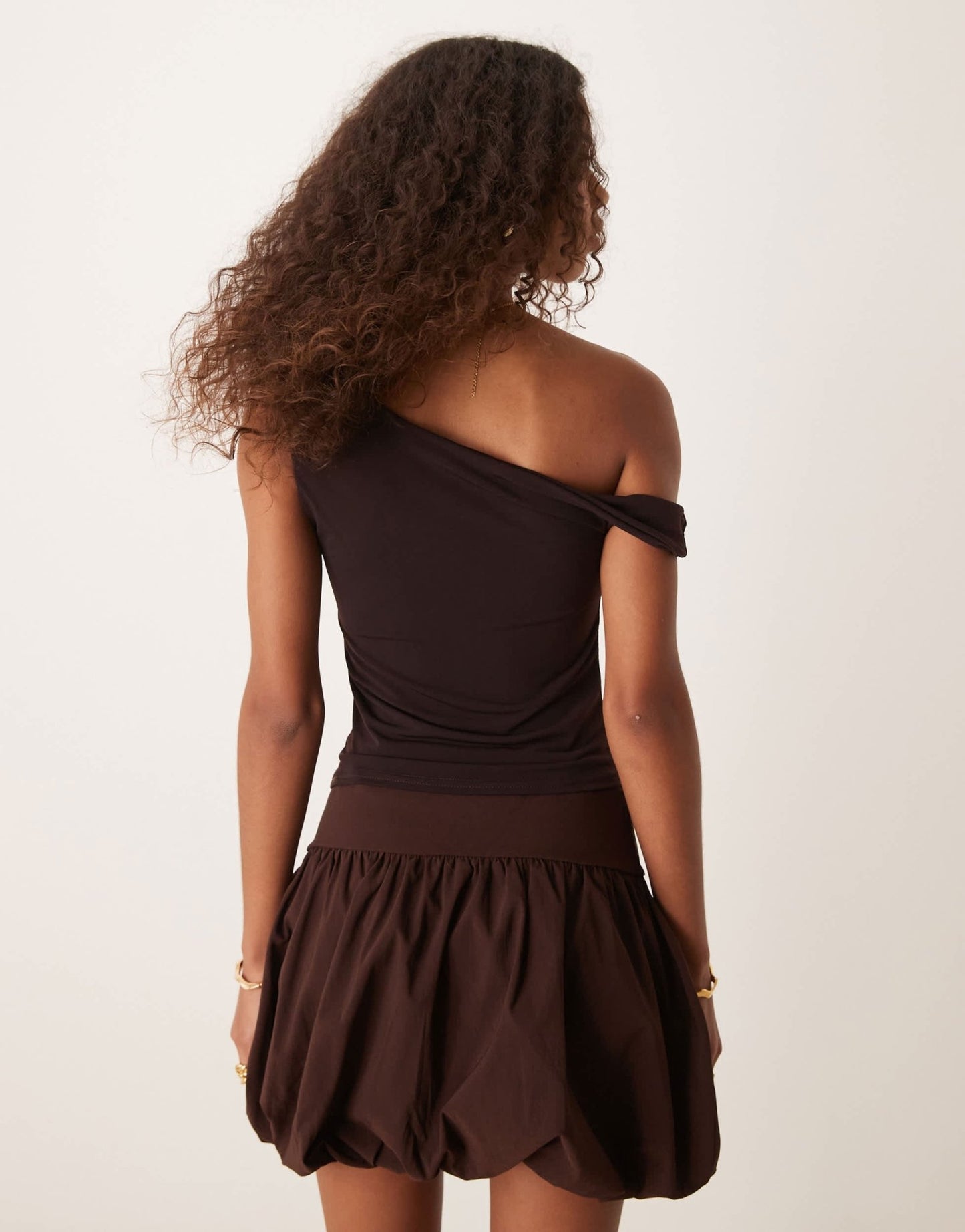 Miss Selfridge draped one shoulder top in chocolate - ASOS Sample Sale EU Store