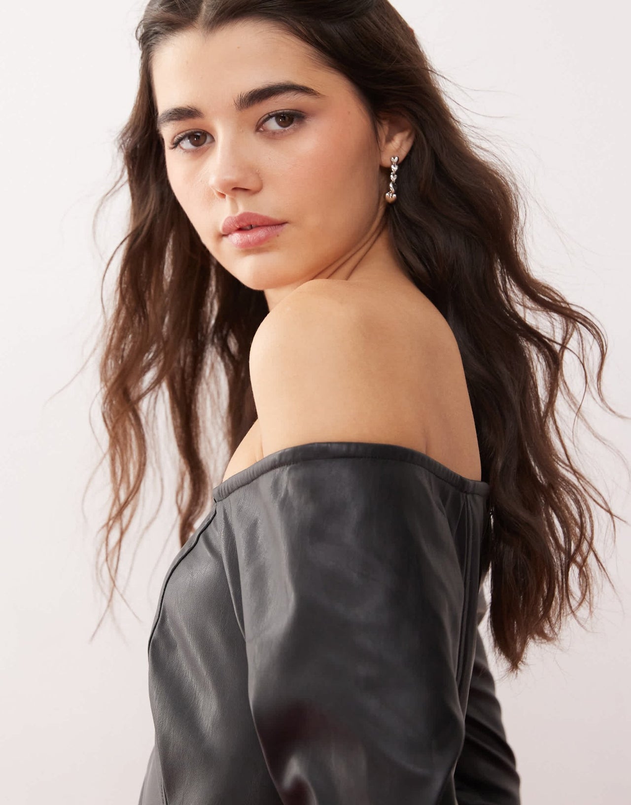 Miss Selfridge faux leather bardot fit & flare mini dress - ASOS Sample Sale EU Store