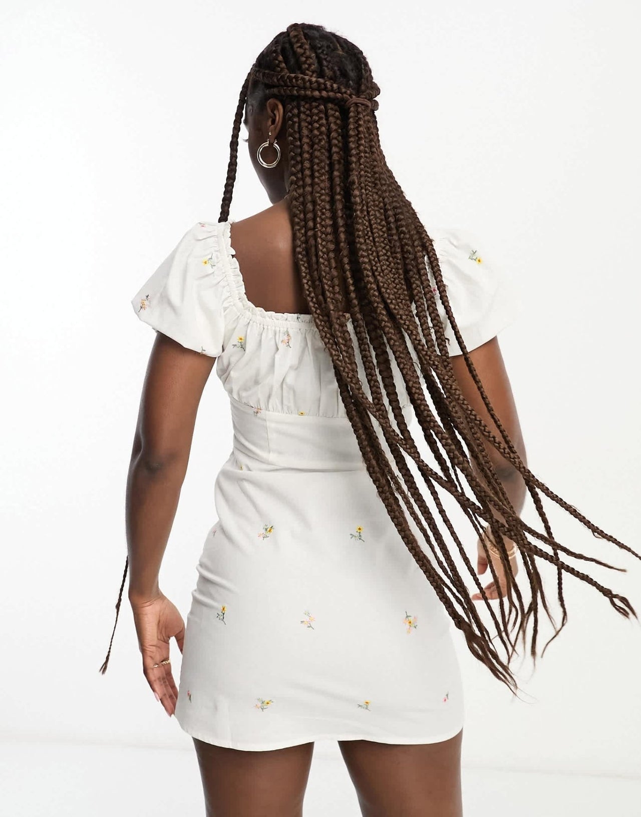 Miss Selfridge festival floral embroidered cotton tea dress in ivory - IVORY - ASOS Sample Sale EU Store