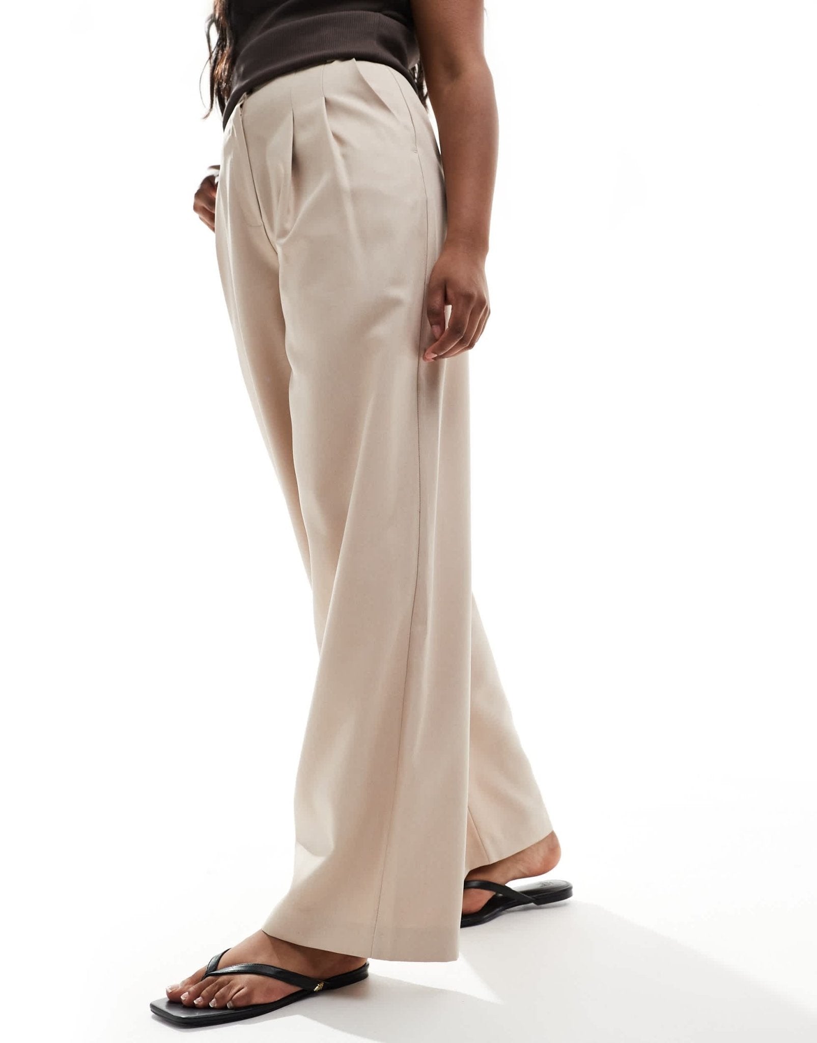 Miss Selfridge fleck wide leg tailored trouser in taupe - ASOS Sample Sale EU Store
