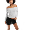 Miss Selfridge foldover bardot top in grey