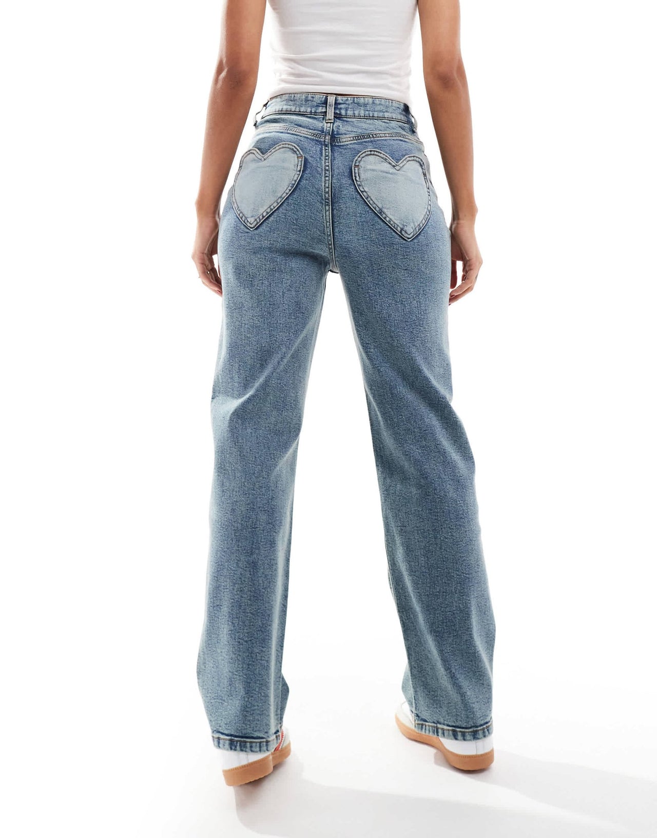 Miss Selfridge heart pocket straight leg jean in dirty wash - ASOS Sample Sale EU Store