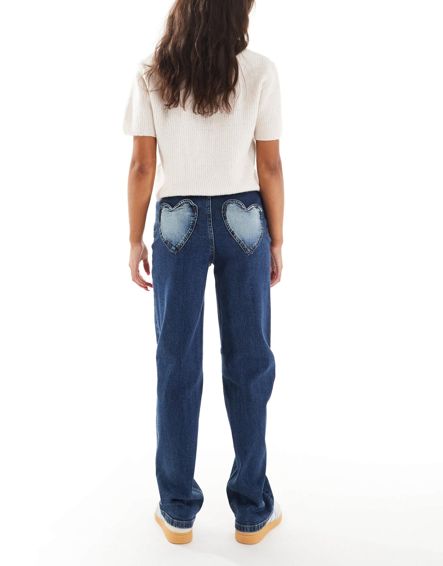 Miss Selfridge heart pocket straight leg jean in indigo wash - ASOS Sample Sale EU Store