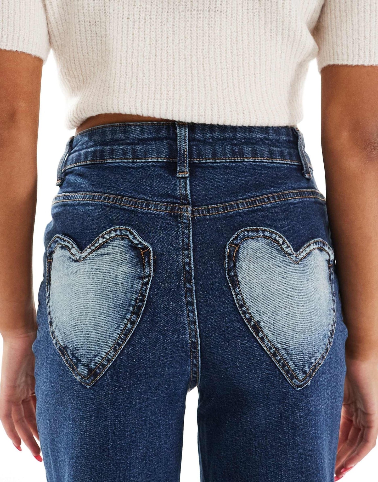 Miss Selfridge heart pocket straight leg jean in indigo wash - ASOS Sample Sale EU Store