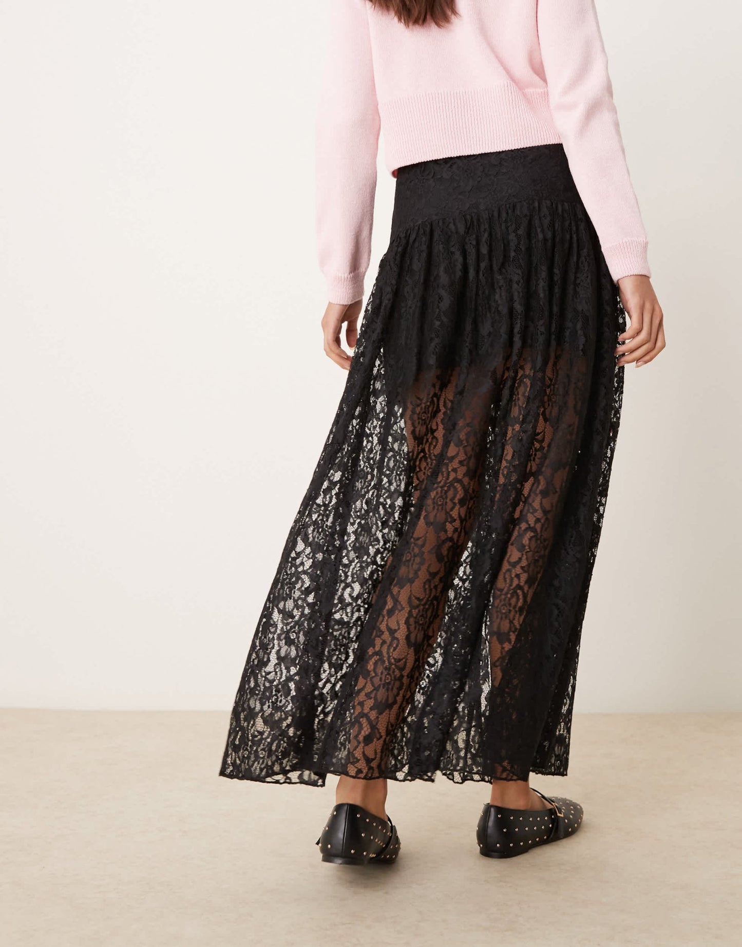 Miss Selfridge lace bow detail tiered maxi skirt in black - ASOS Sample Sale EU Store